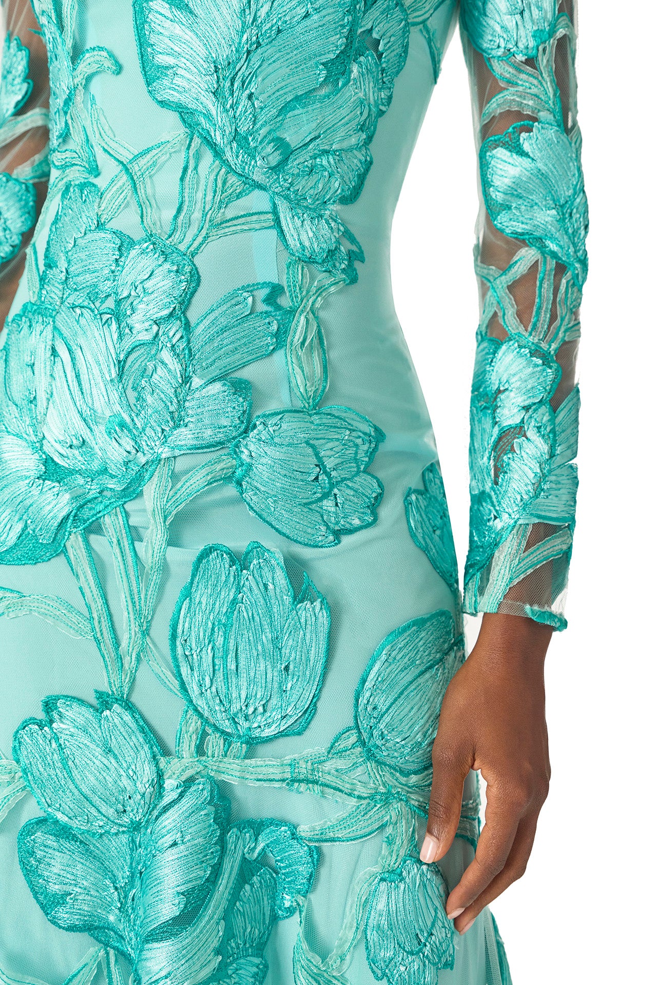 Tulle Long Sleeve Trumpet Gown - Image 4