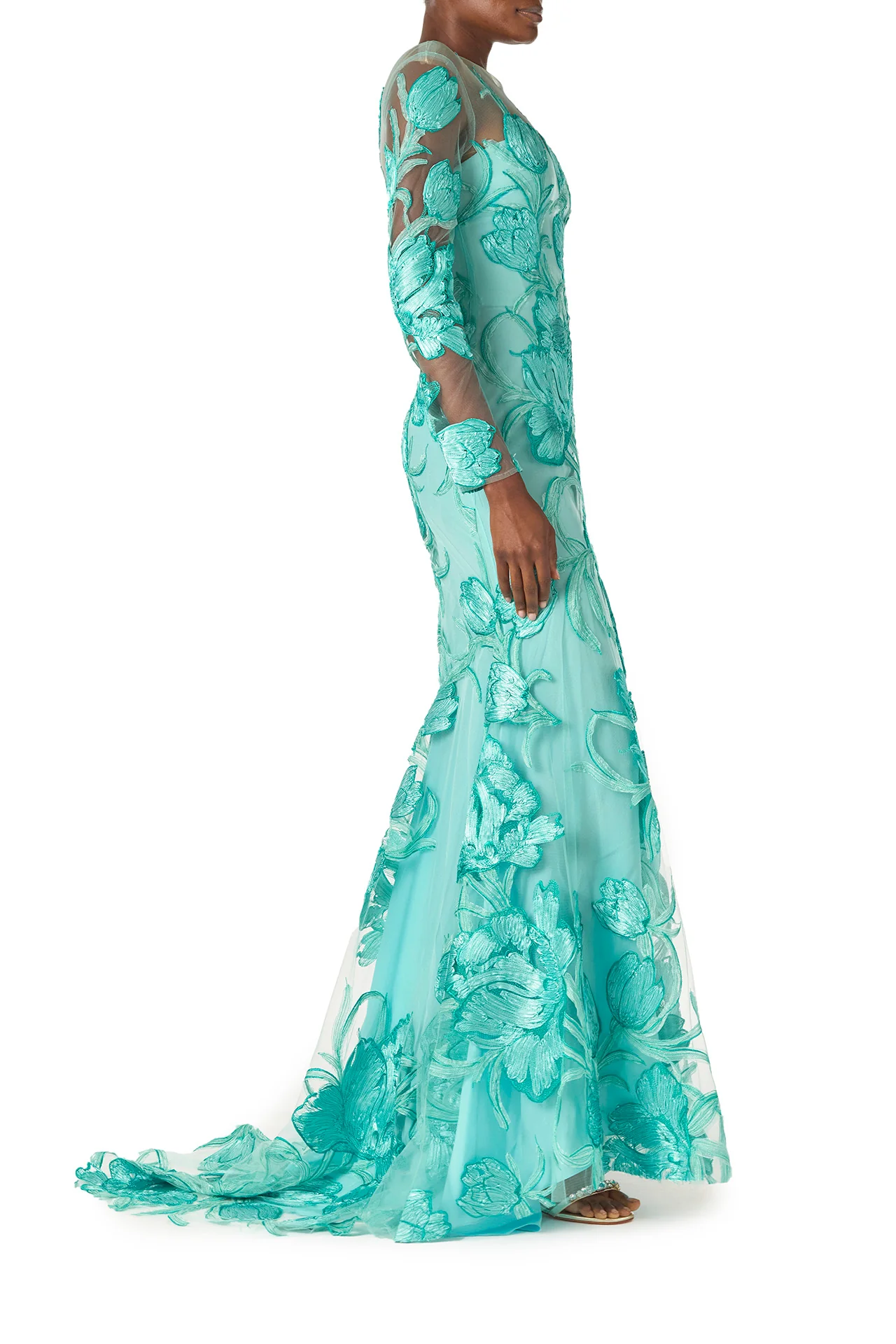 Tulle Long Sleeve Trumpet Gown - Image 5