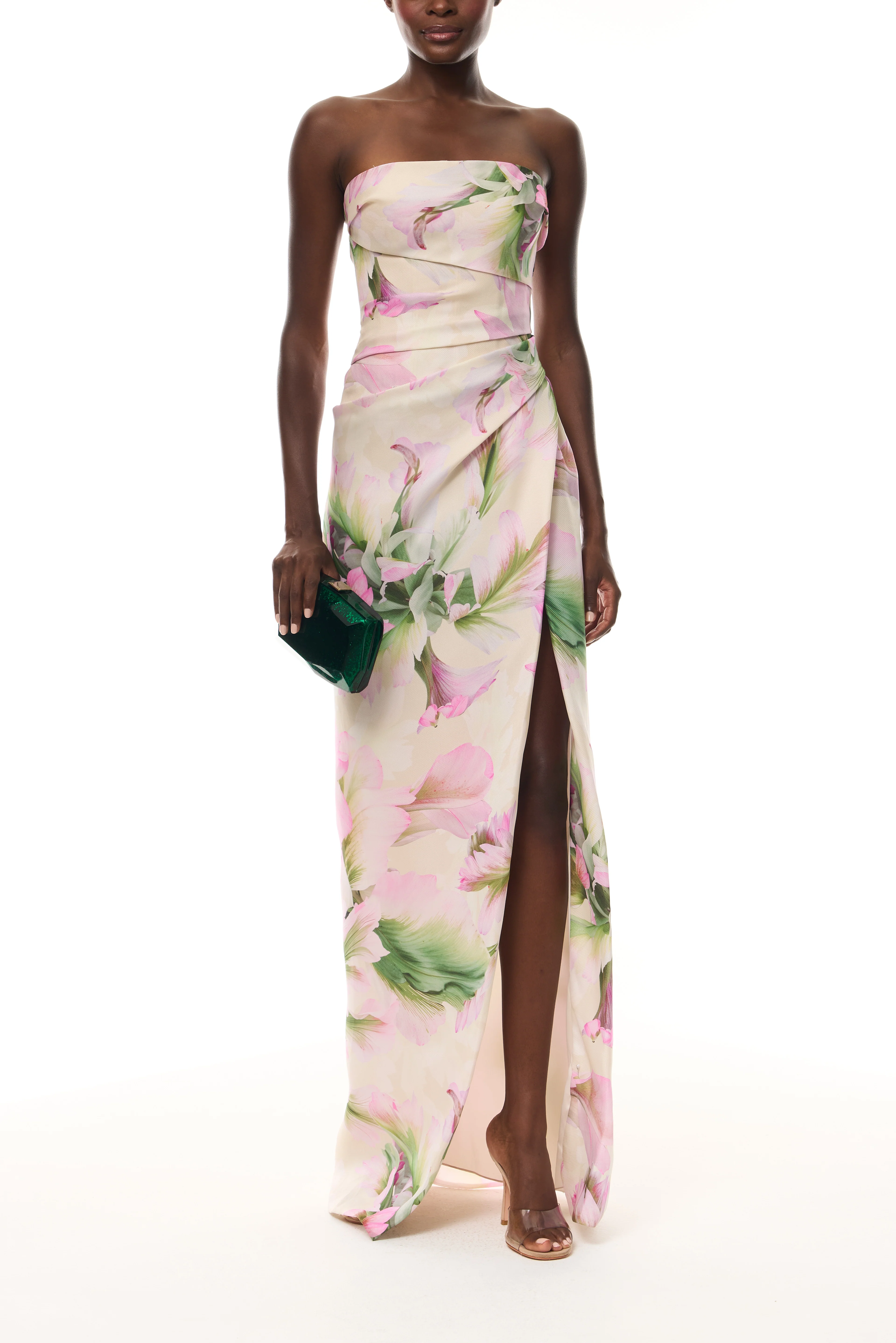 Tulip Printed Gown with Slit - Image 4