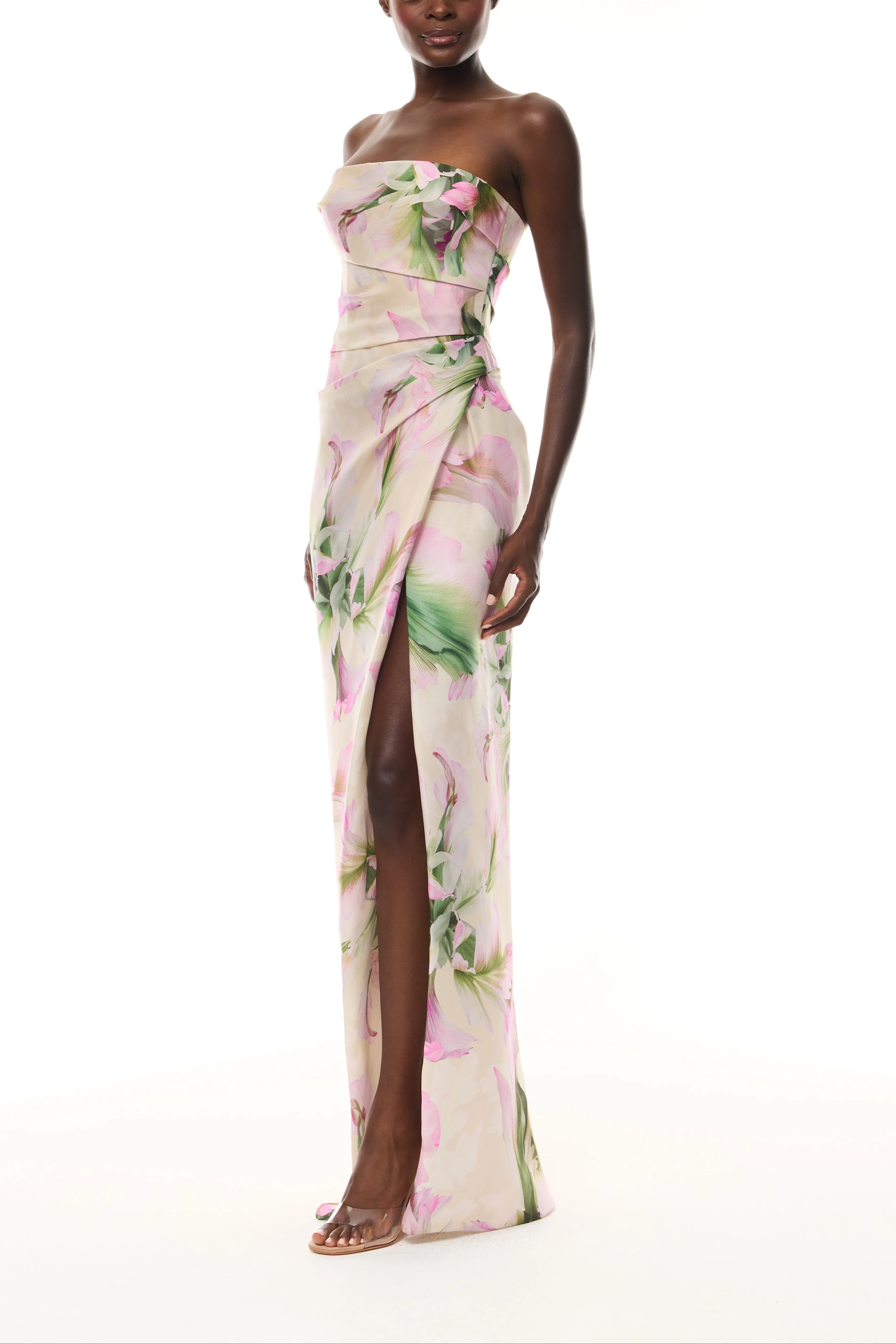 Tulip Printed Gown with Slit - Image 5