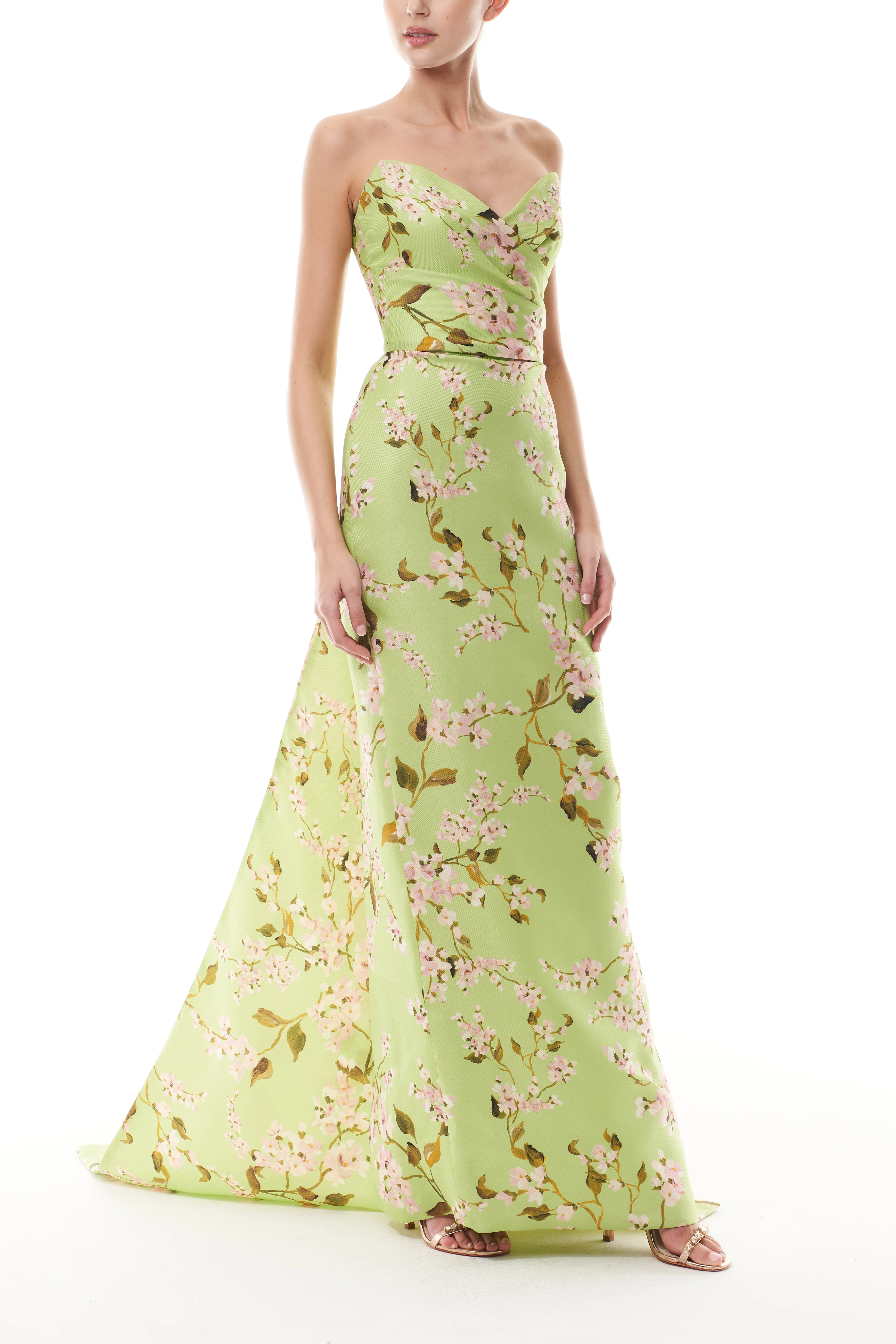 Celadon Floral Column Gown - Image 5