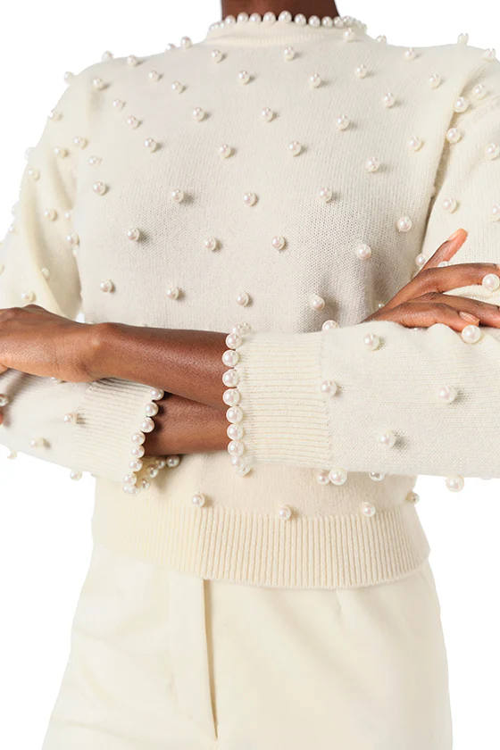 Creme Pearl Cashmere Sweater - Image 7