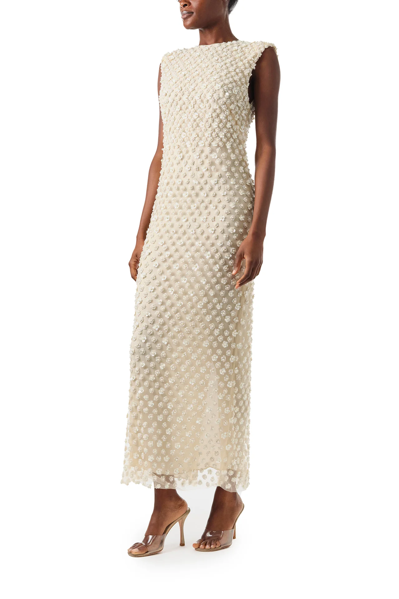 Sleeveless Pearl Embroidered Sheath - Image 3