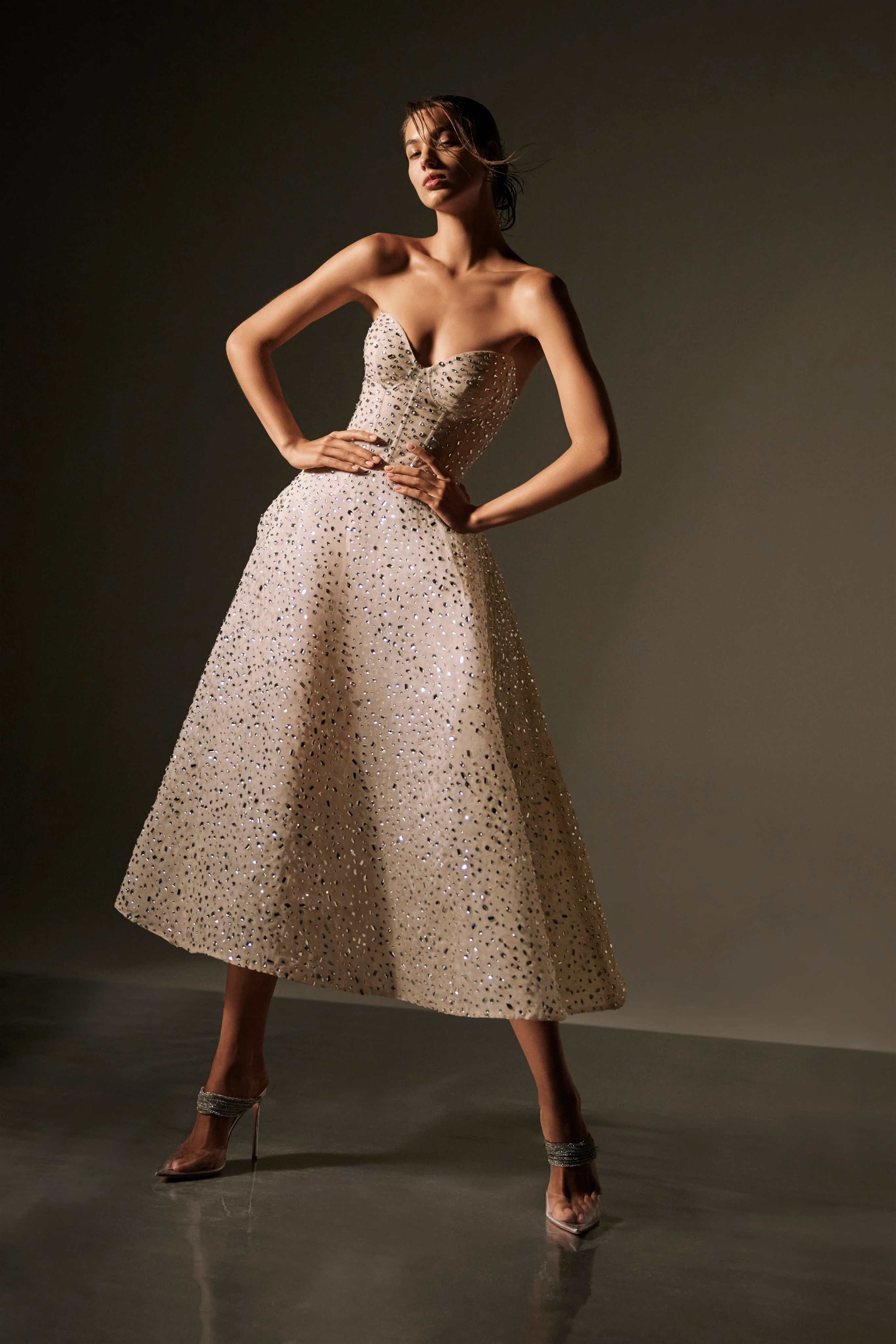 Crystal Embellished Sweetheart Dress - Image 3