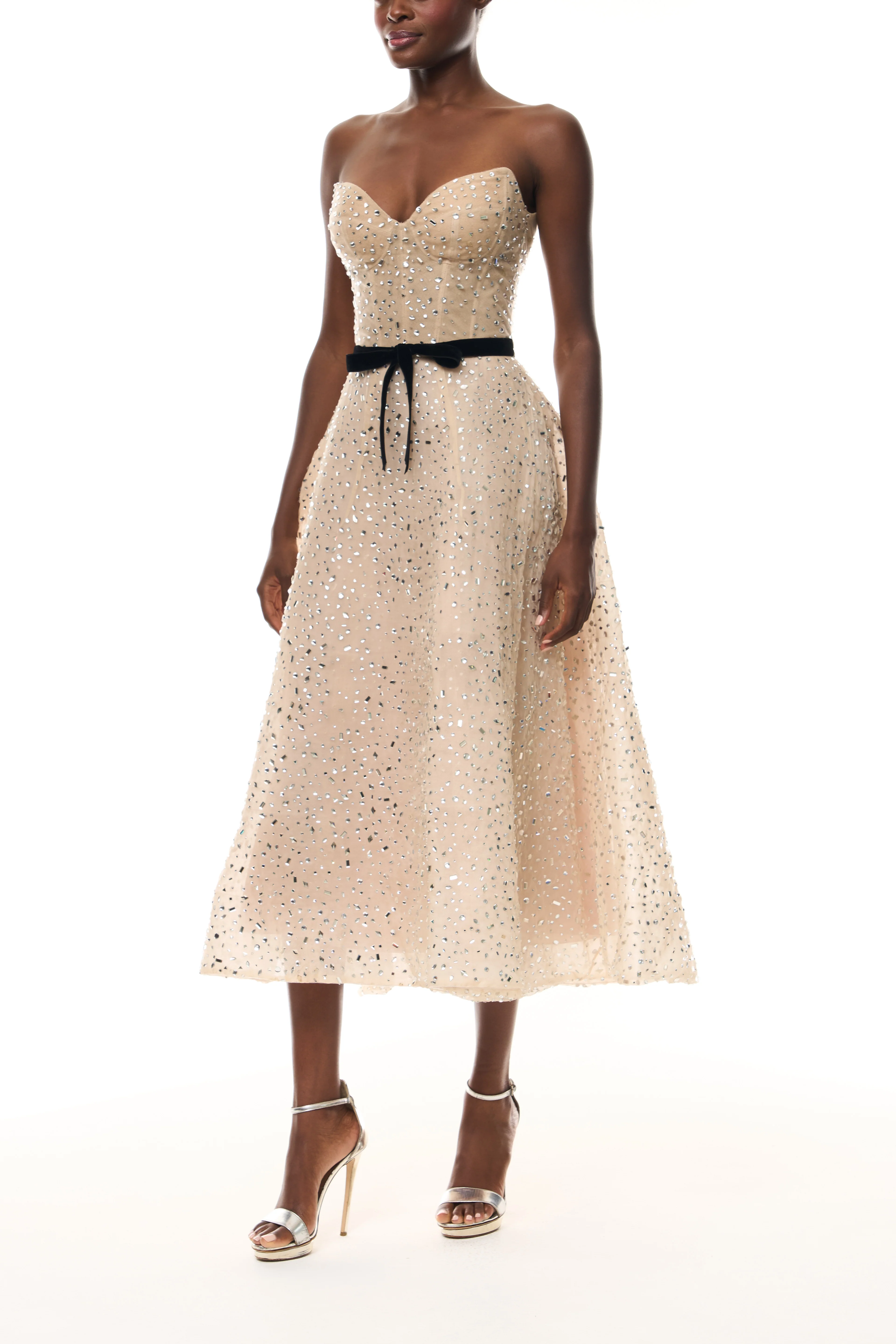 Crystal Embellished Sweetheart Dress - Image 4