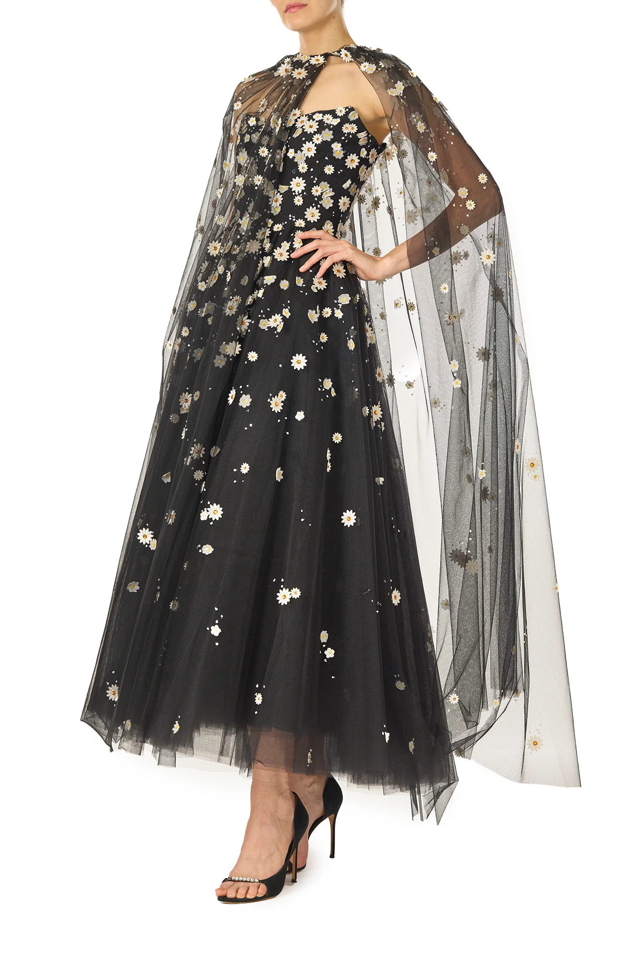 Daisy Embroidered Tulle Cape - Image 3