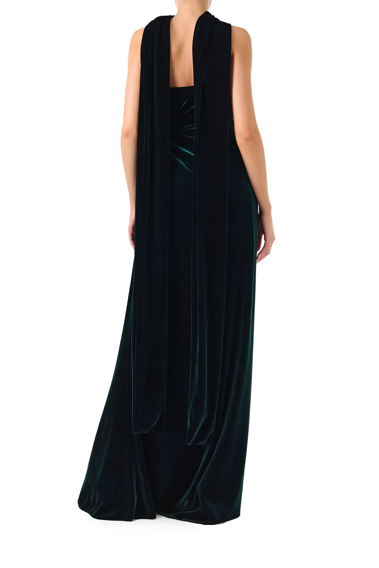 Strapless Velour Gown With Scarf - Image 5