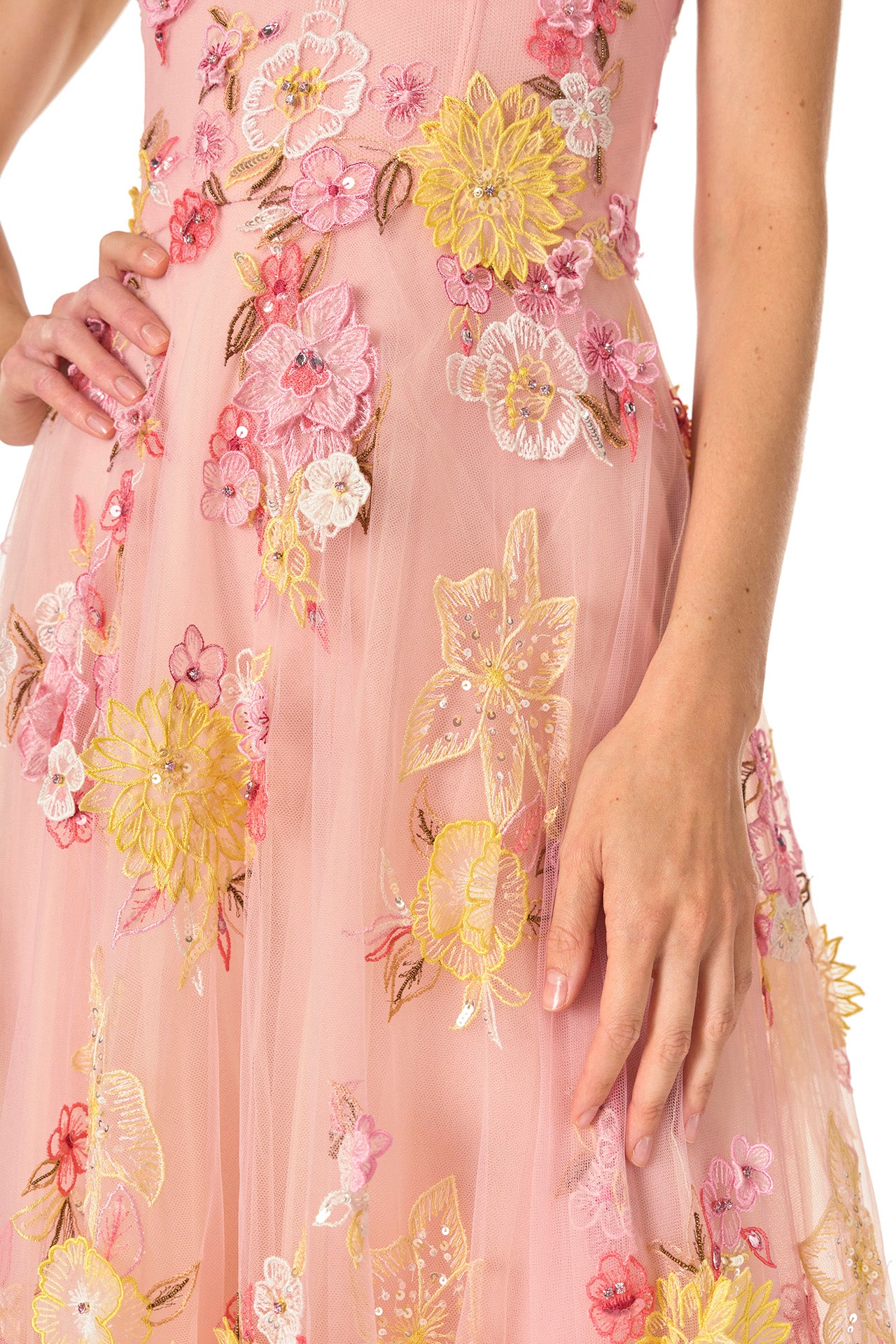 Embroidered Floral Sleeveless Gown - Image 4