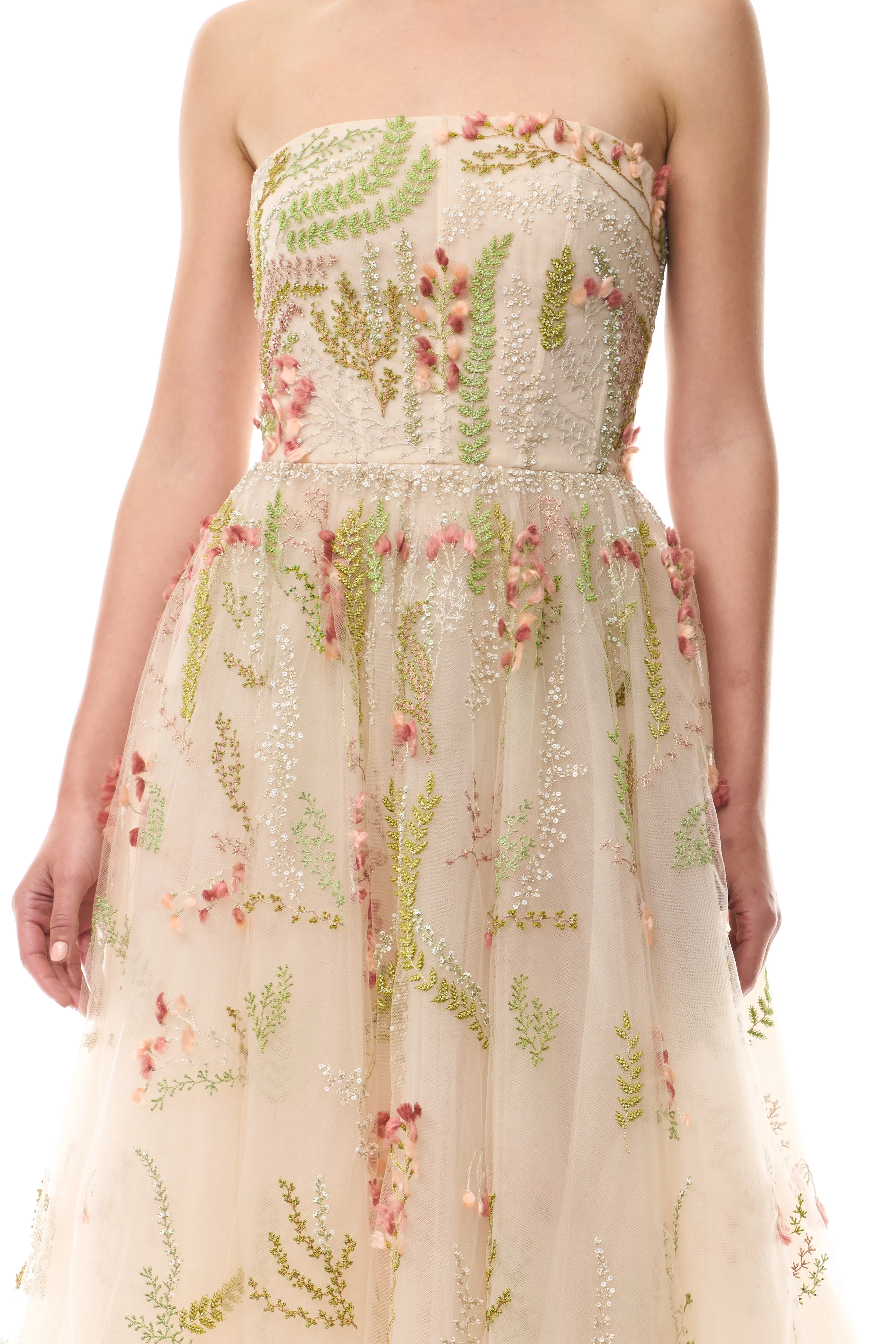 Embroidered Tulle Tea-Length Dress - Image 2