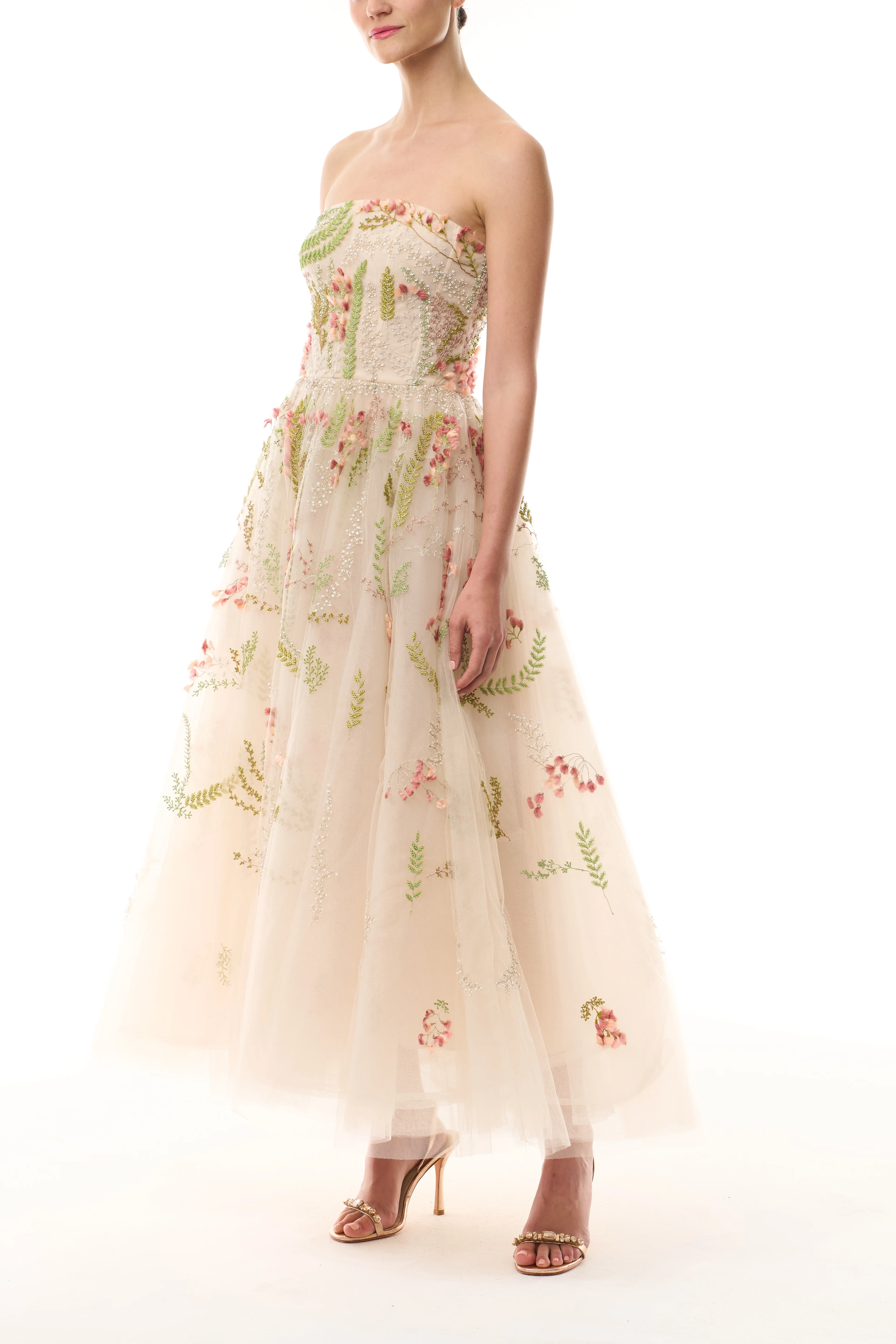 Embroidered Tulle Tea-Length Dress - Image 3