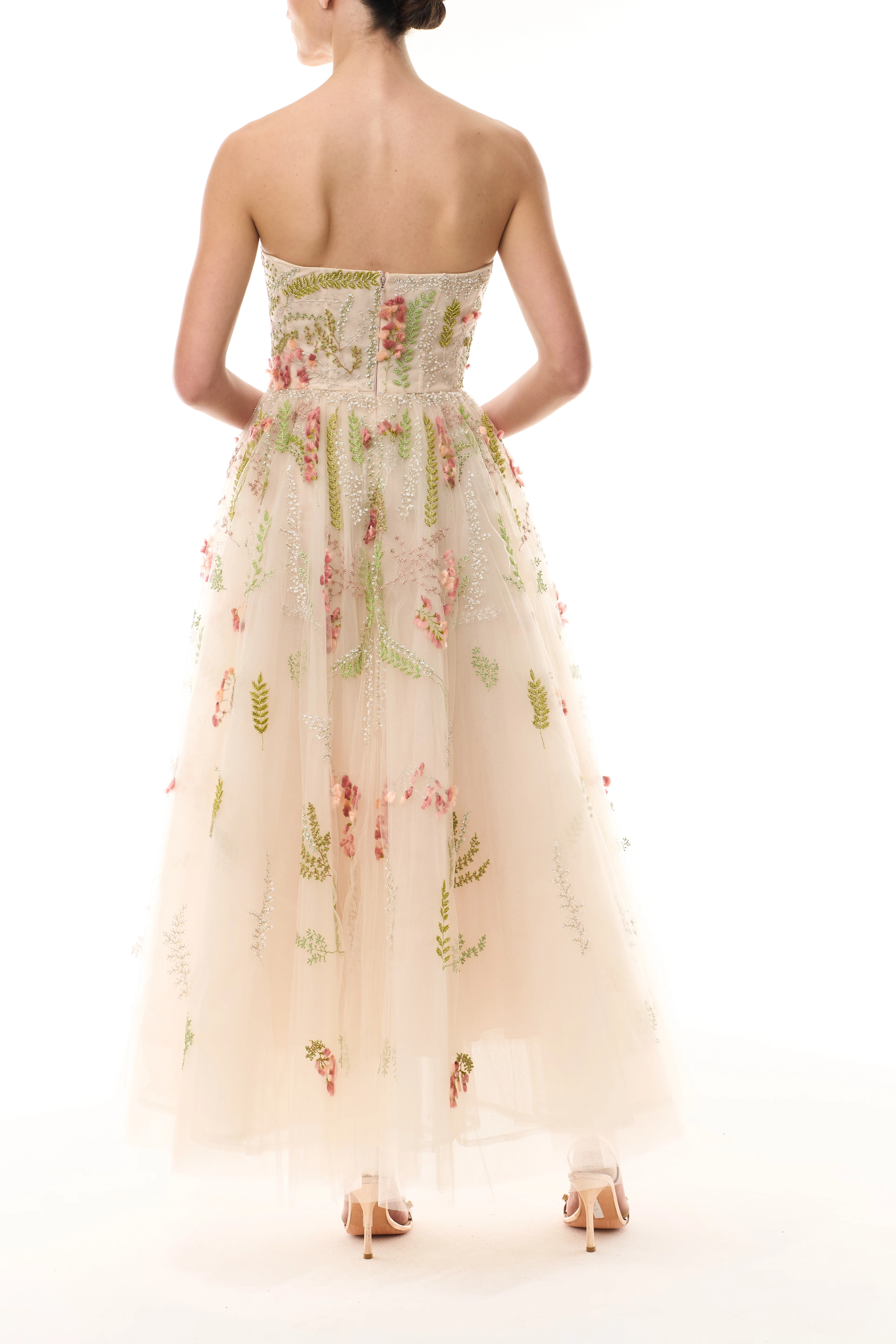 Embroidered Tulle Tea-Length Dress - Image 5