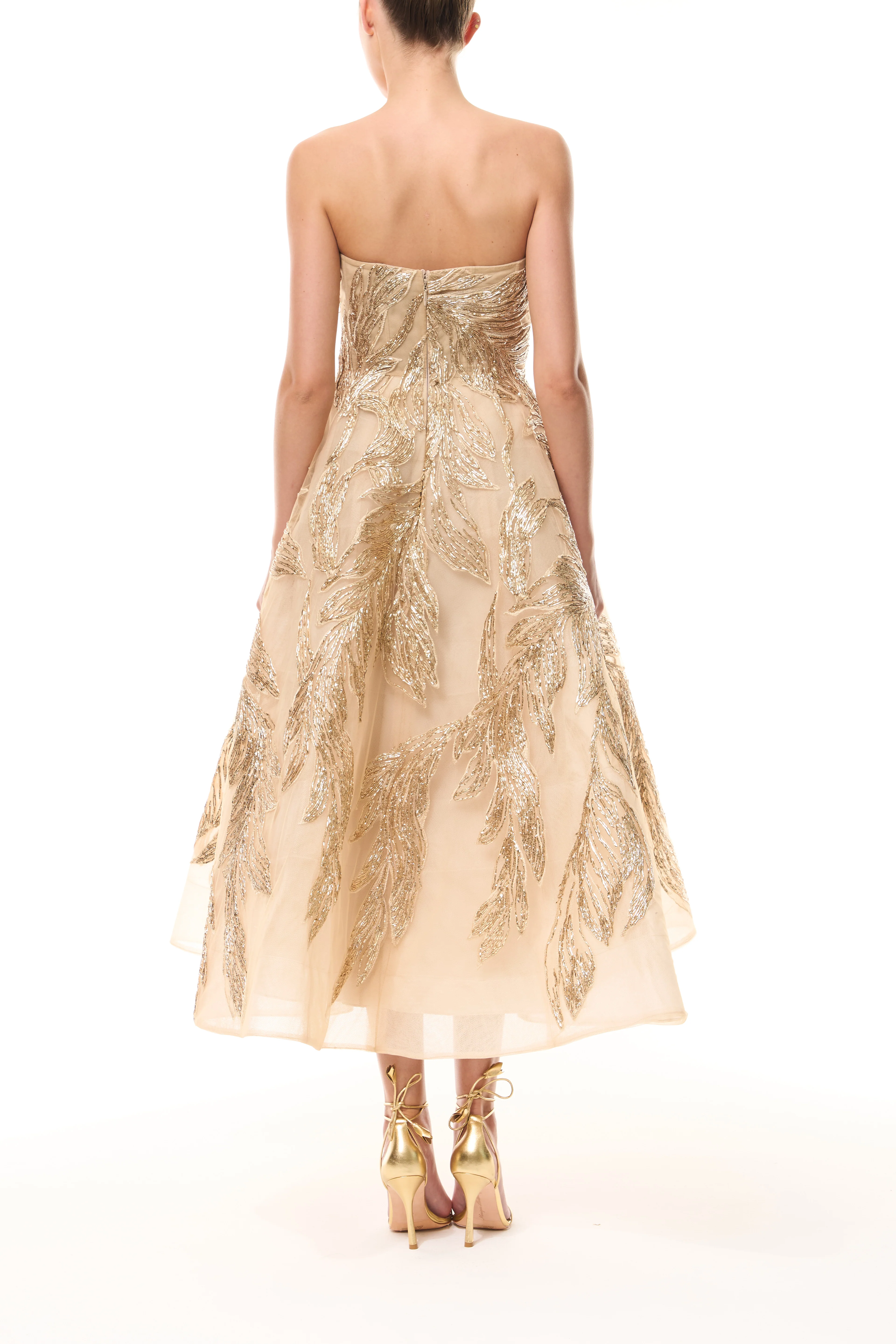 Gold Feather Cocktail Dress - Image 6