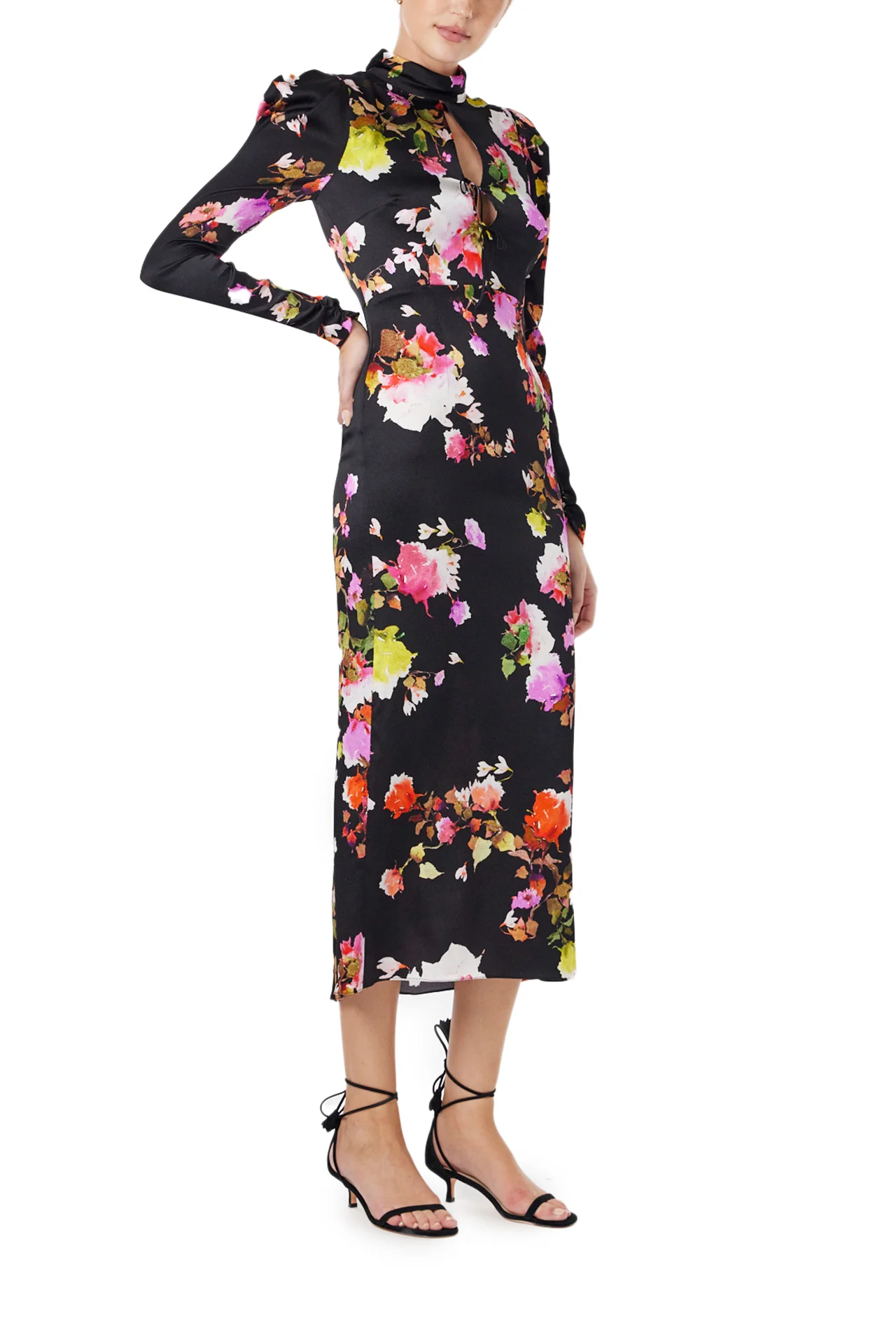 High Neck Floral Midi Dress - Image 3
