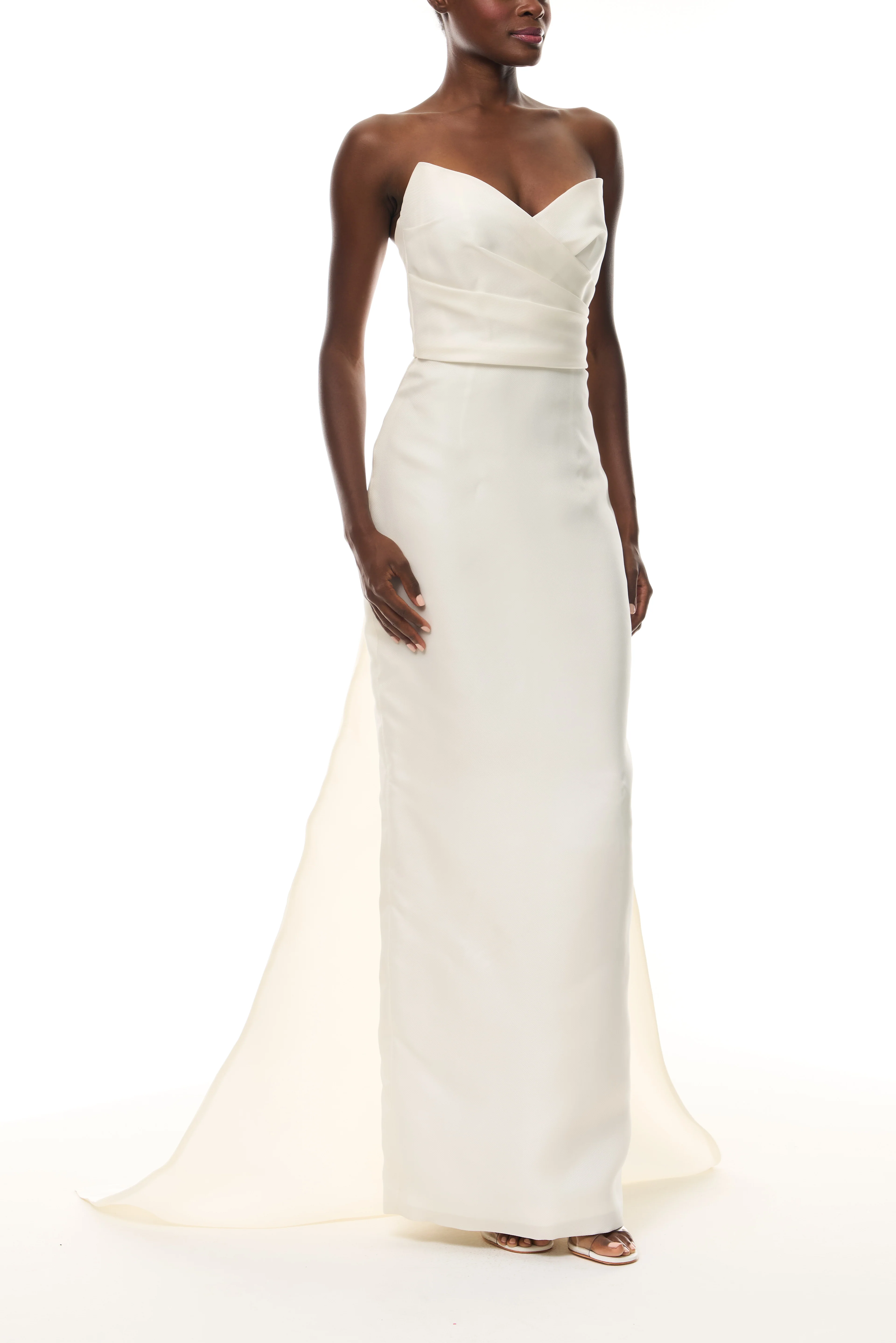 Ivory Draped Column Gown - Image 3
