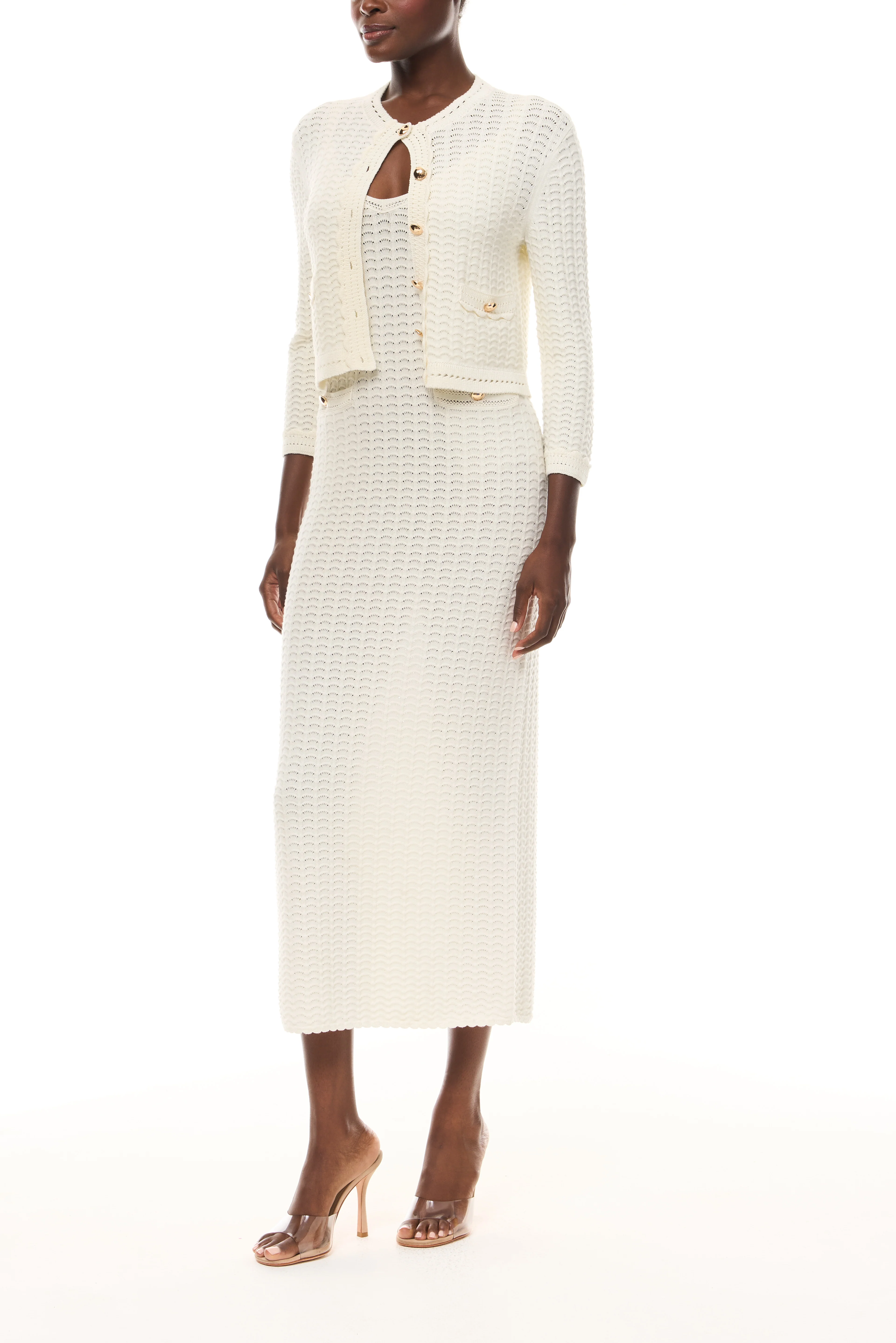 Ivory Lace-Stitch Cardigan - Image 3