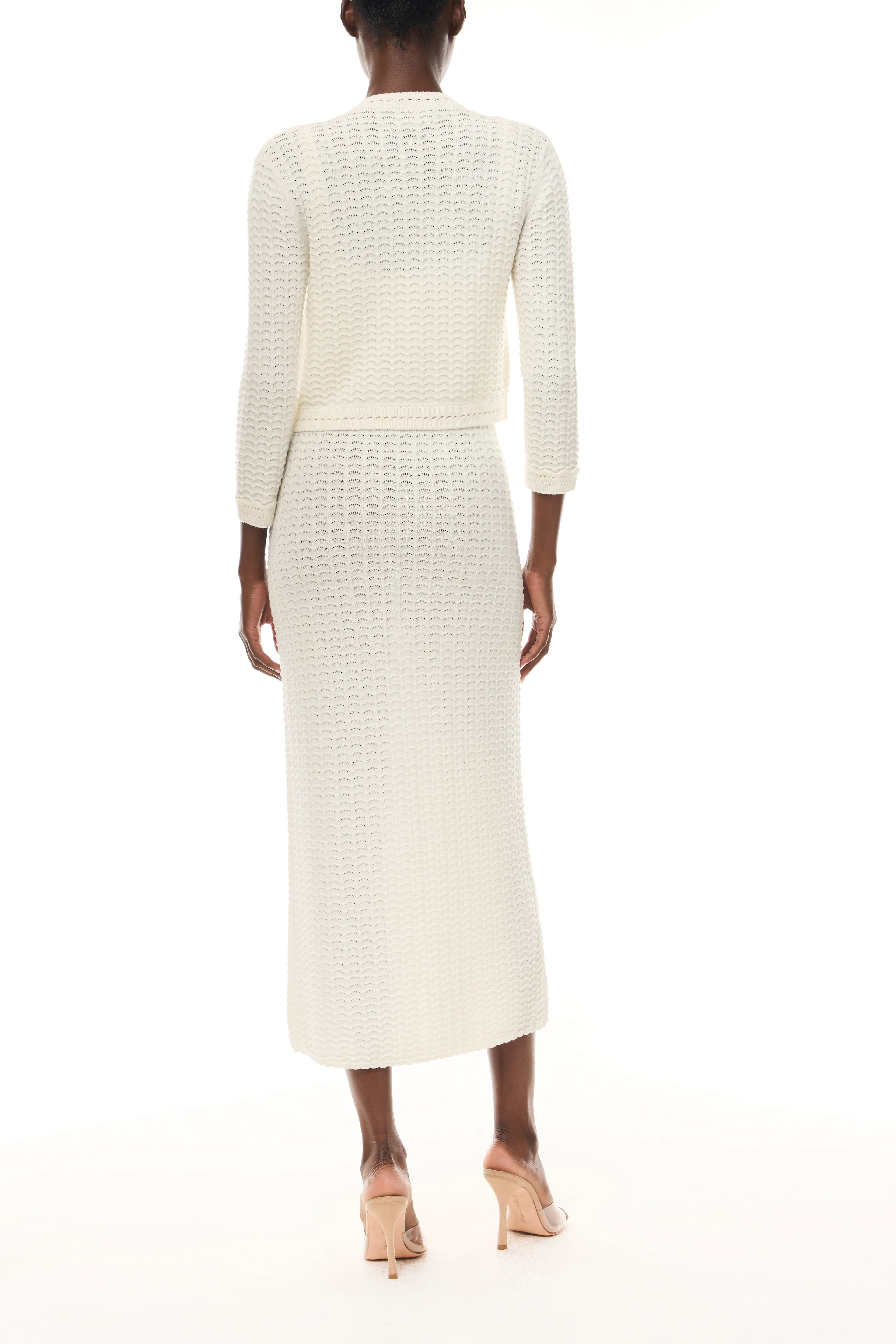 Ivory Lace-Stitch Cardigan - Image 4