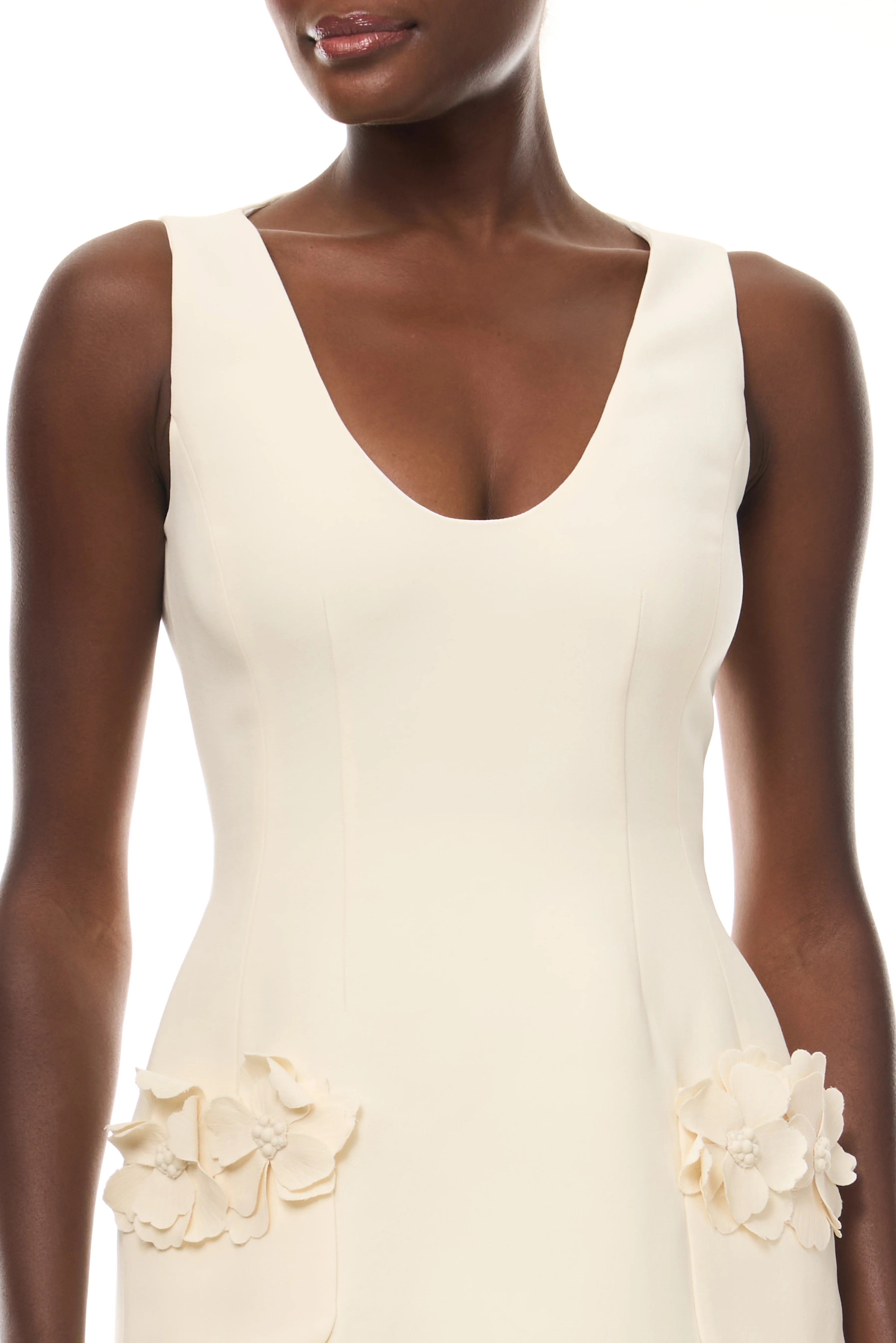 Ivory Scoop Neck Floral Dress - Image 2
