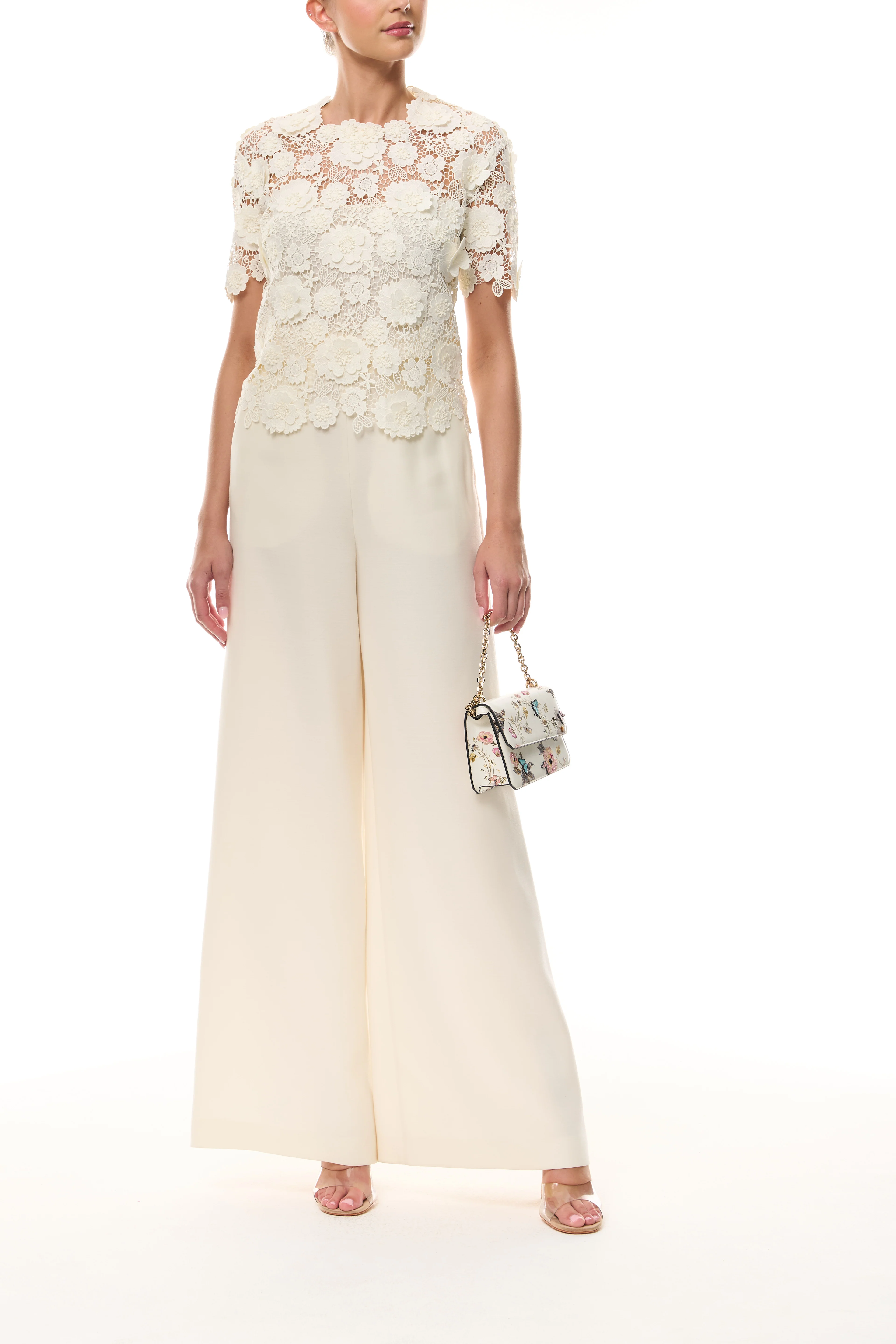 Ivory Short Sleeve Lace Blouse - Image 2