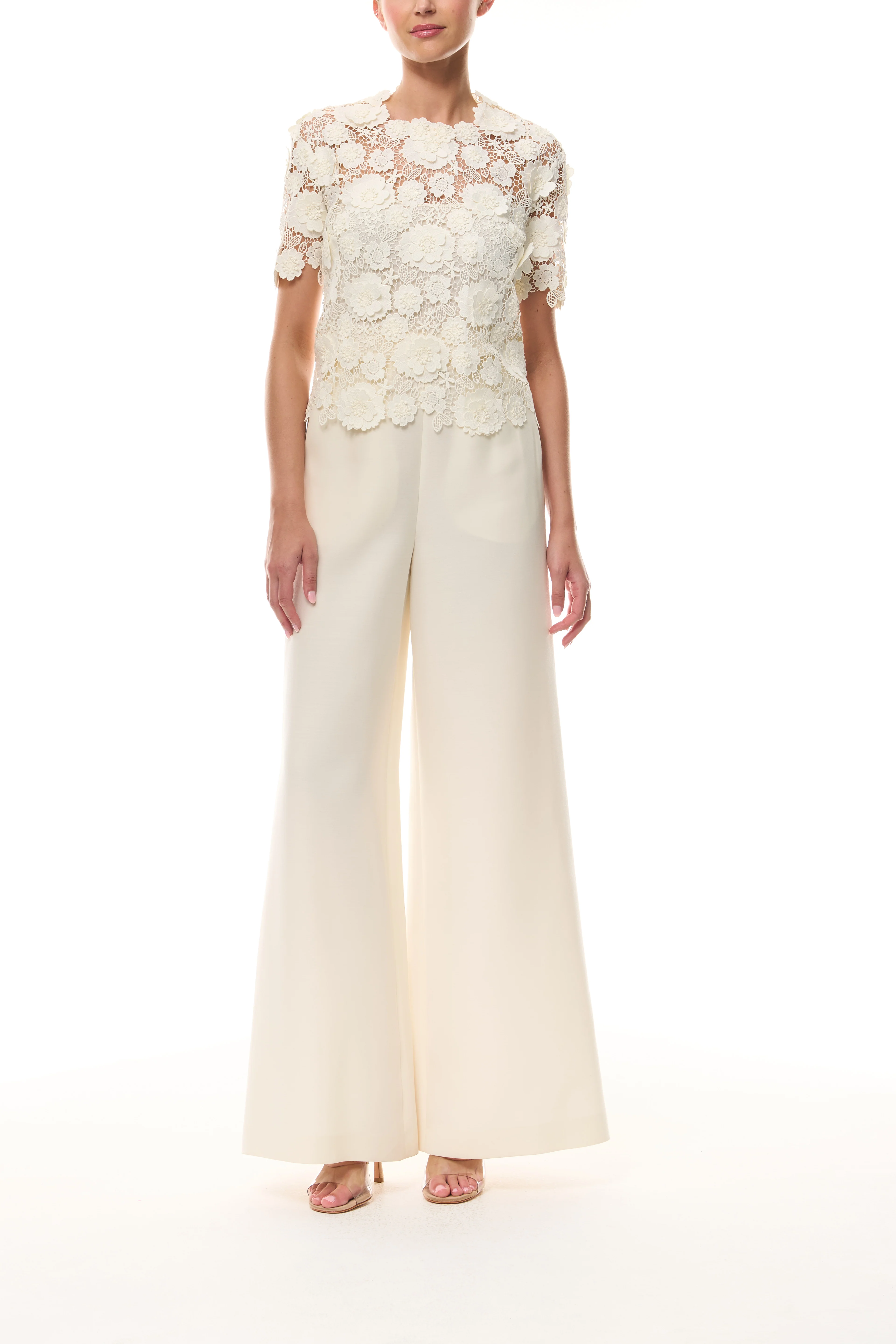 Ivory Short Sleeve Lace Blouse - Image 3