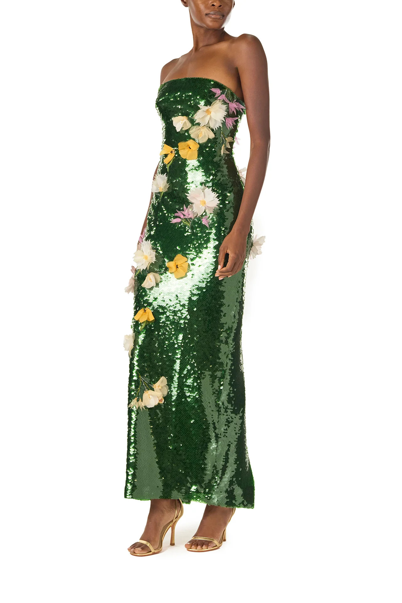 Floral Sequin Column Gown - Image 4