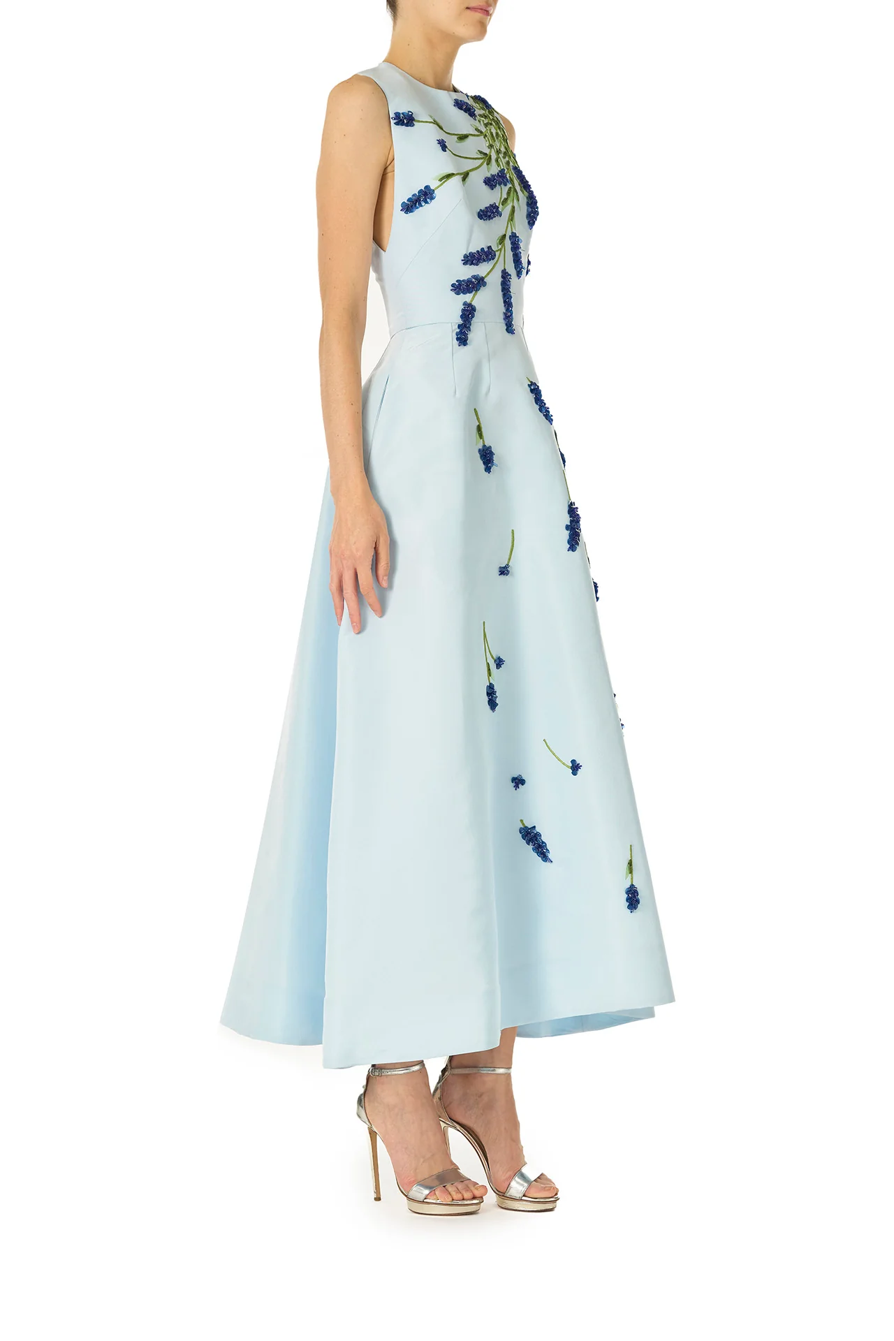Lavender Embroidered Tea-Length Dress - Image 3