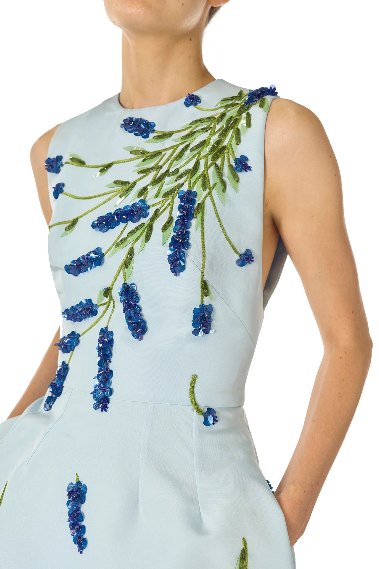 Lavender Embroidered Tea-Length Dress - Image 4