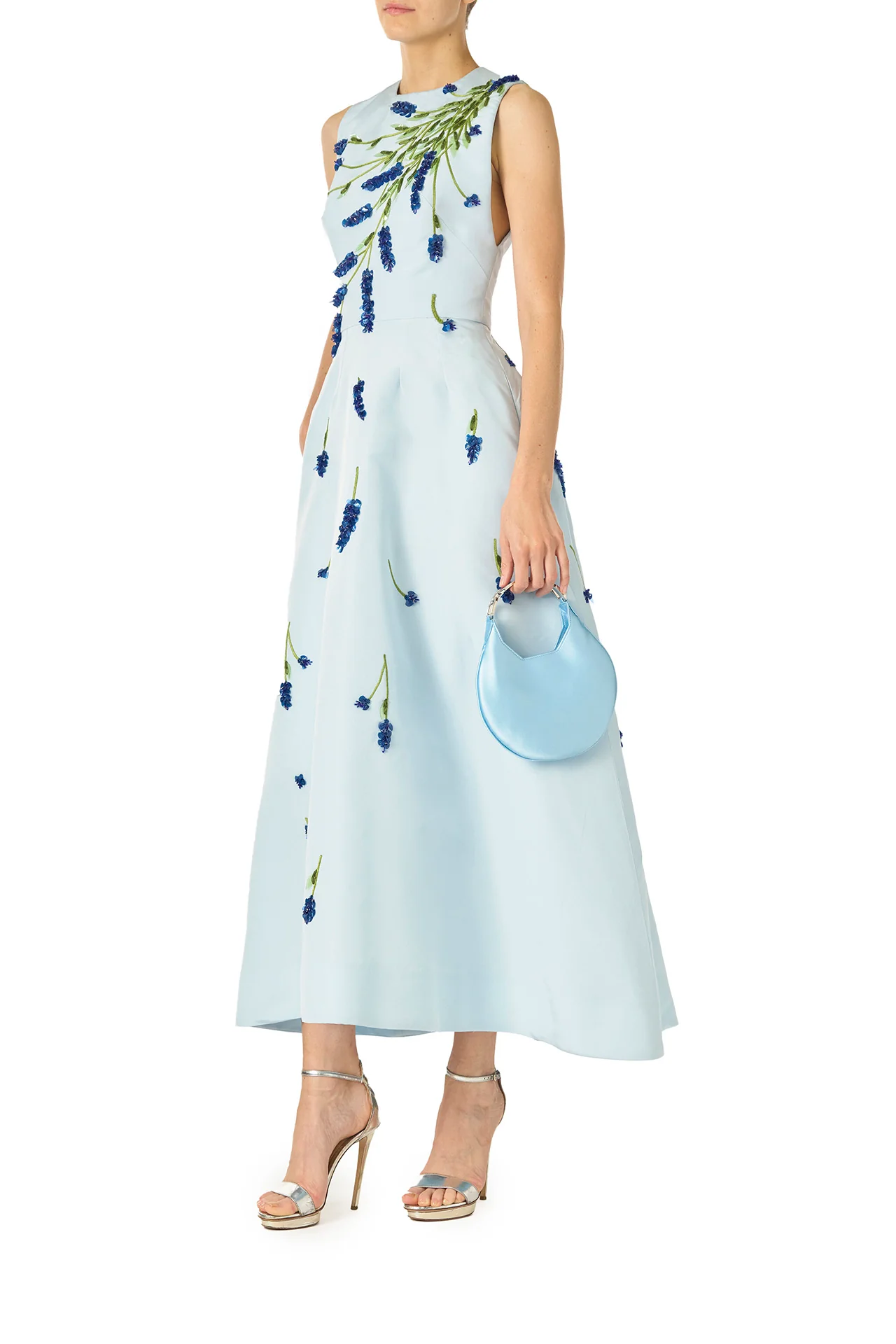 Lavender Embroidered Tea-Length Dress - Image 5