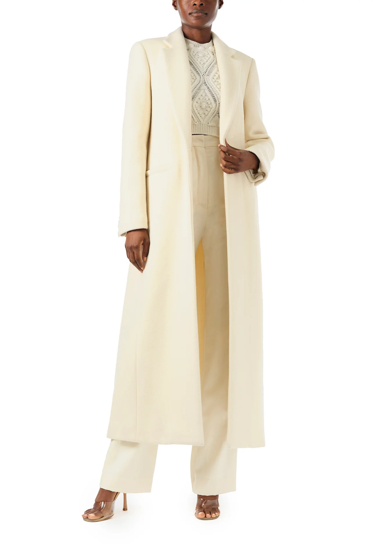 Long Creme Wool Coat - Image 3