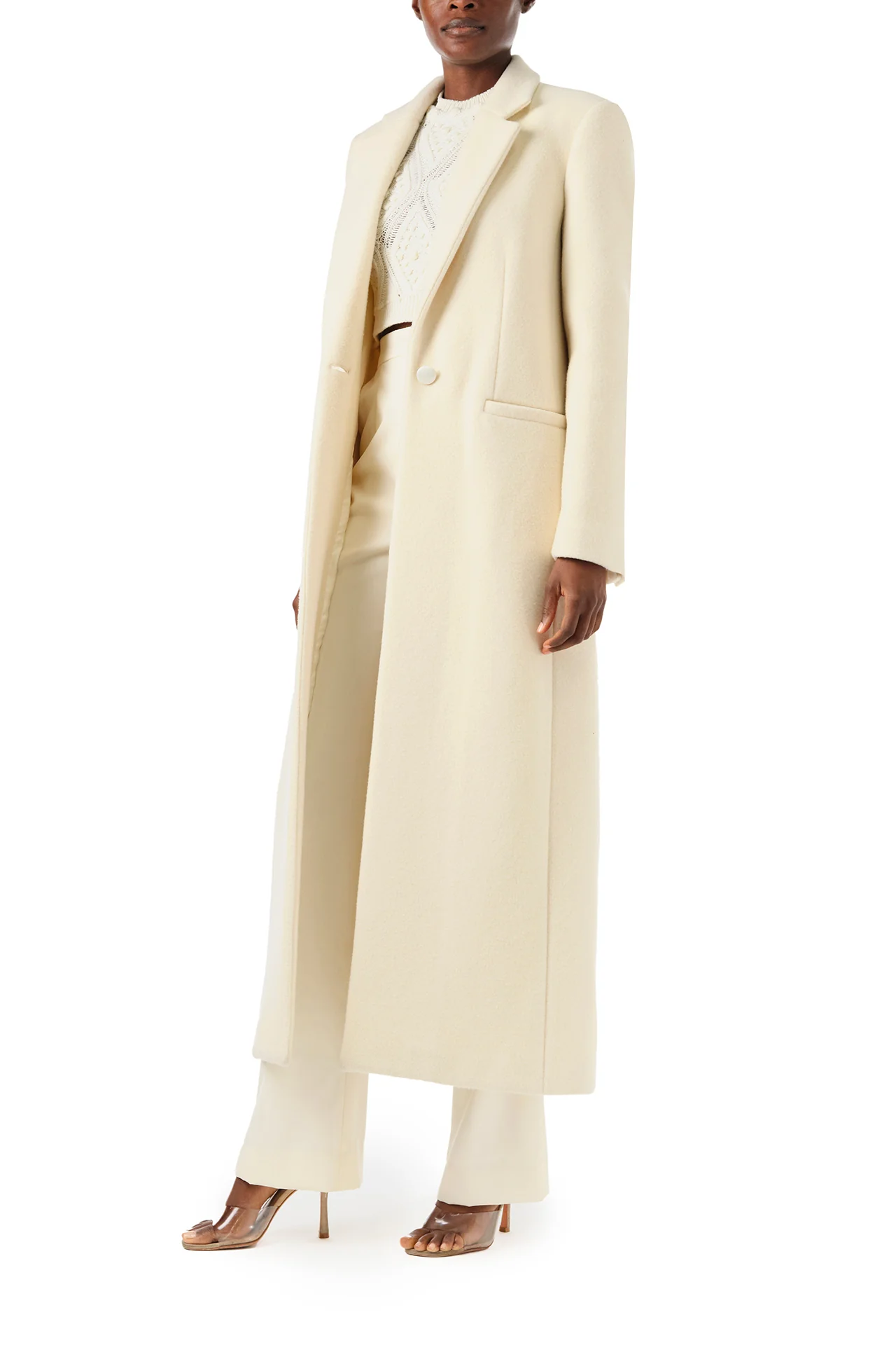 Long Creme Wool Coat - Image 4