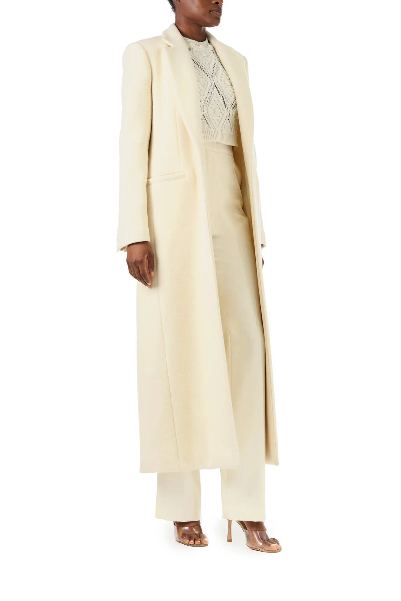 Long Creme Wool Coat - Image 5