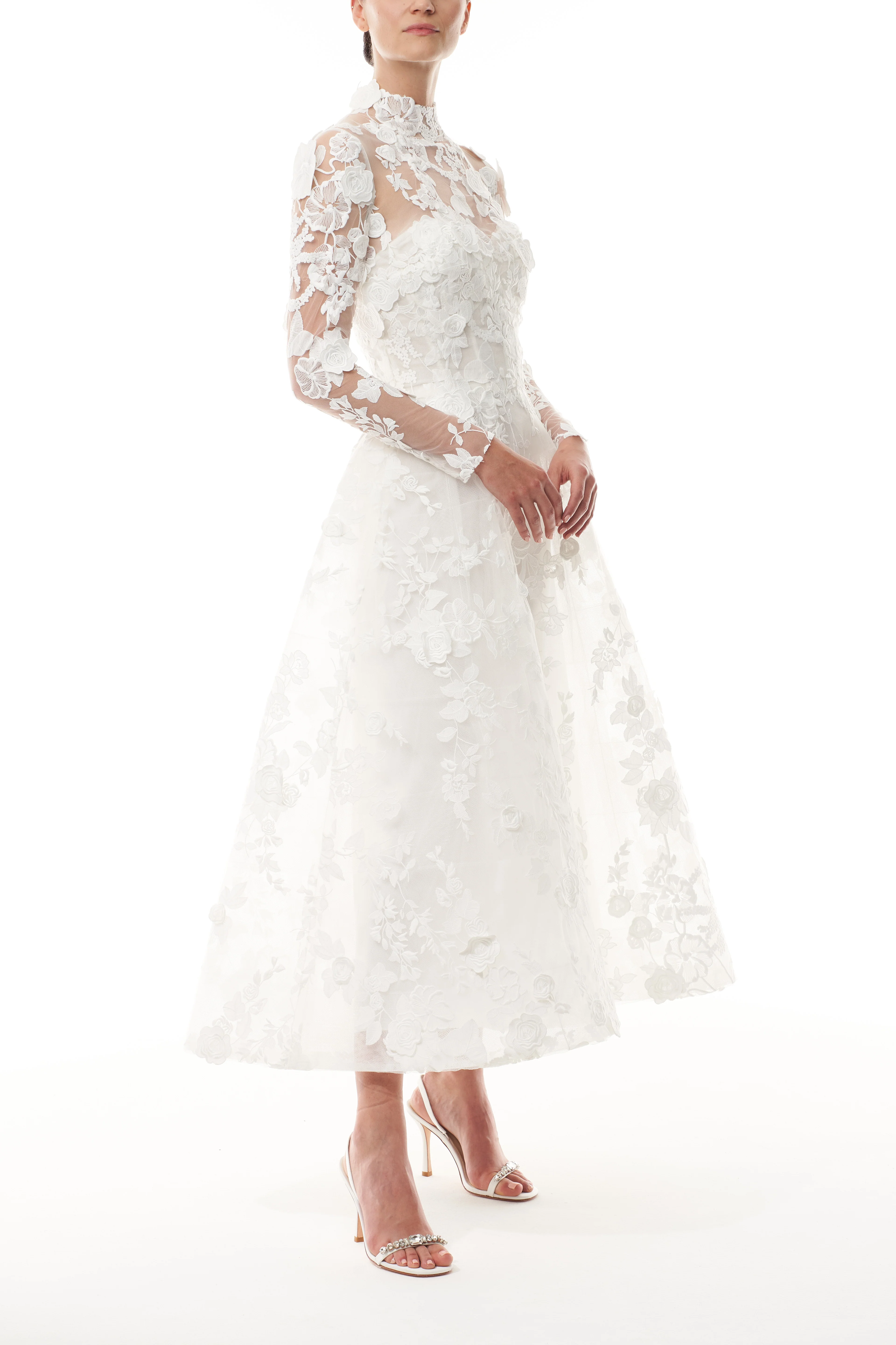 Long Sleeve Silk White Lace Jacket - Image 2