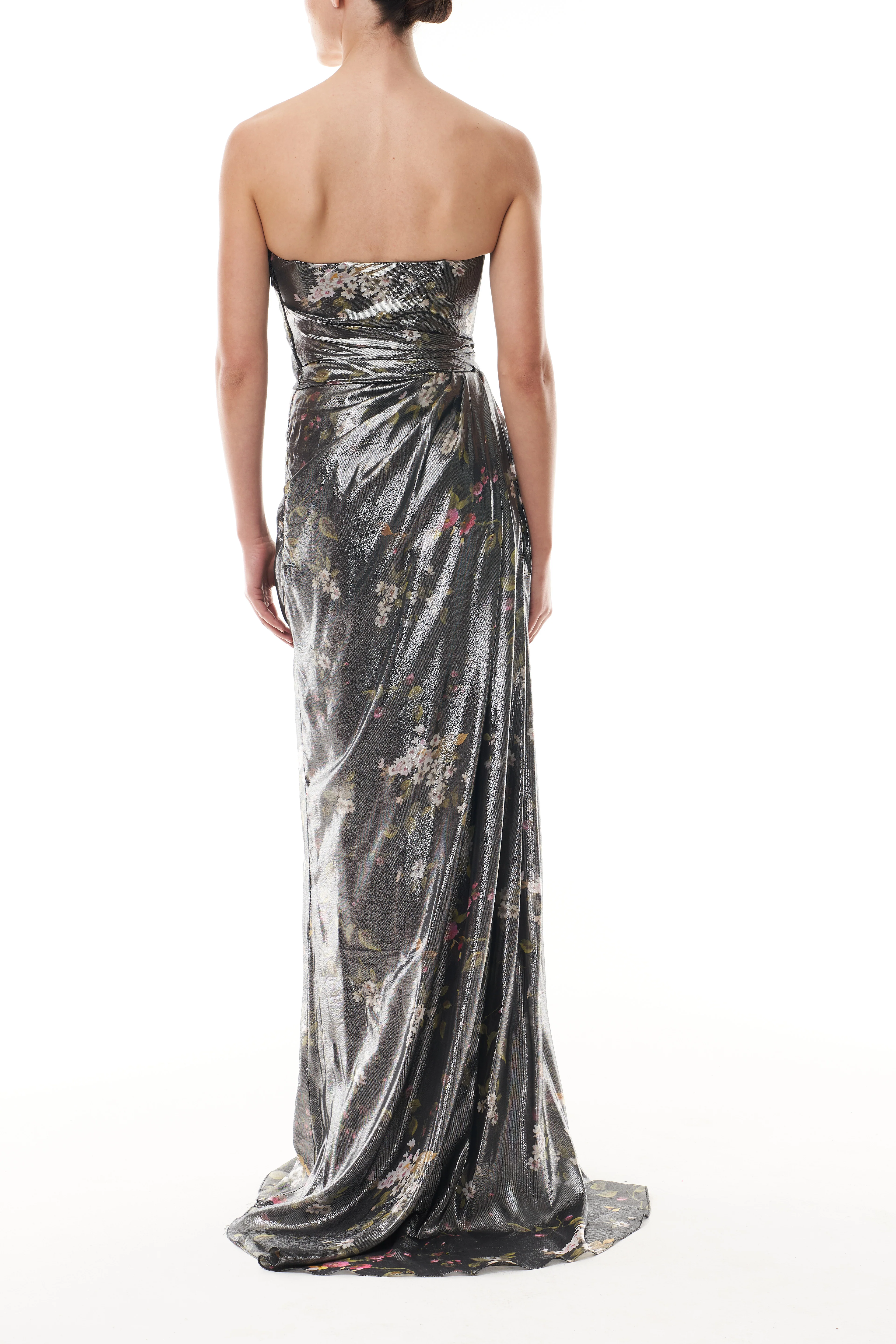 Metallic Floral Draped Gown - Image 6