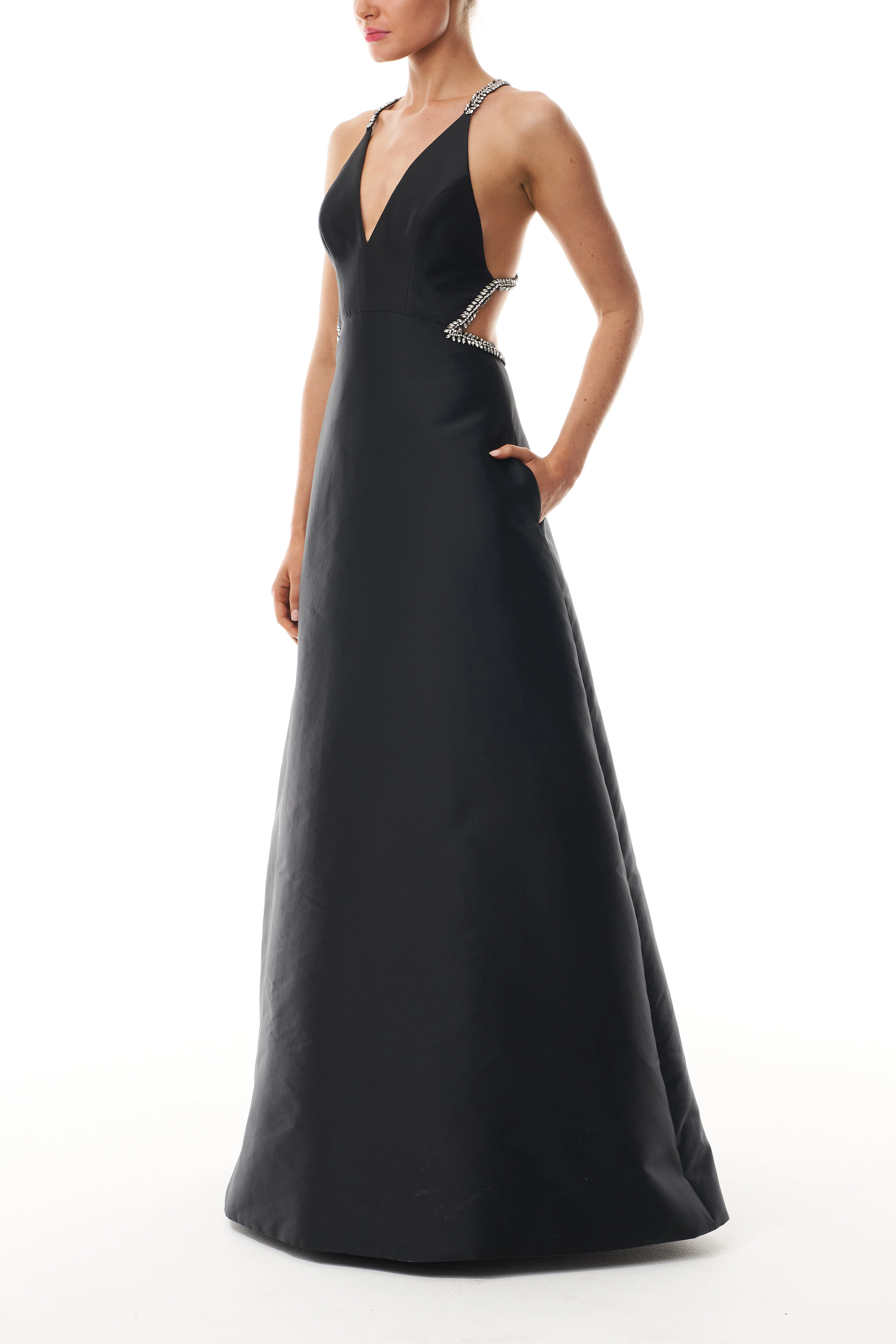Noir Crystal Cutout Ballgown - Image 4