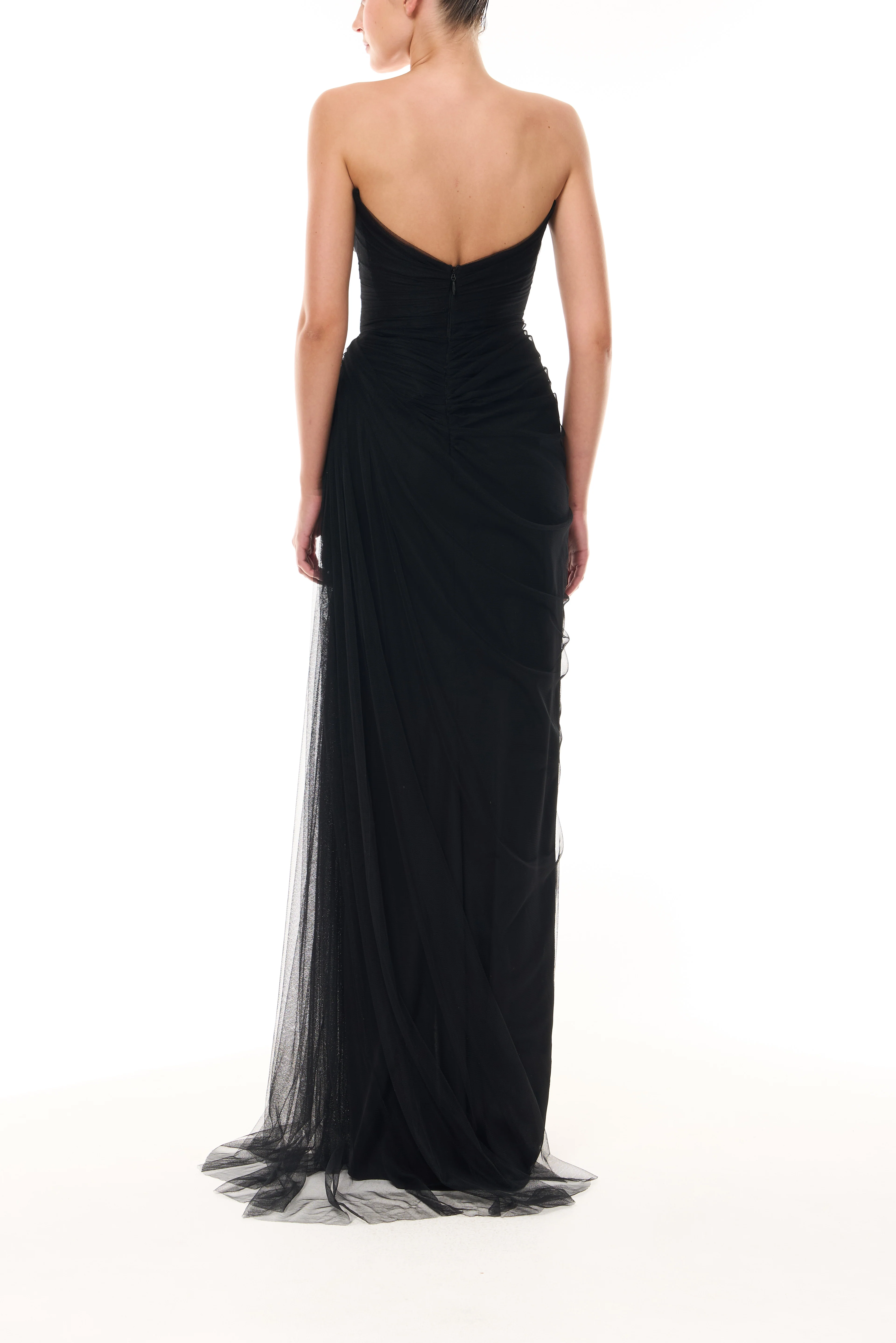 Strapless Tulle Gown with Detachable Wrap - Image 8