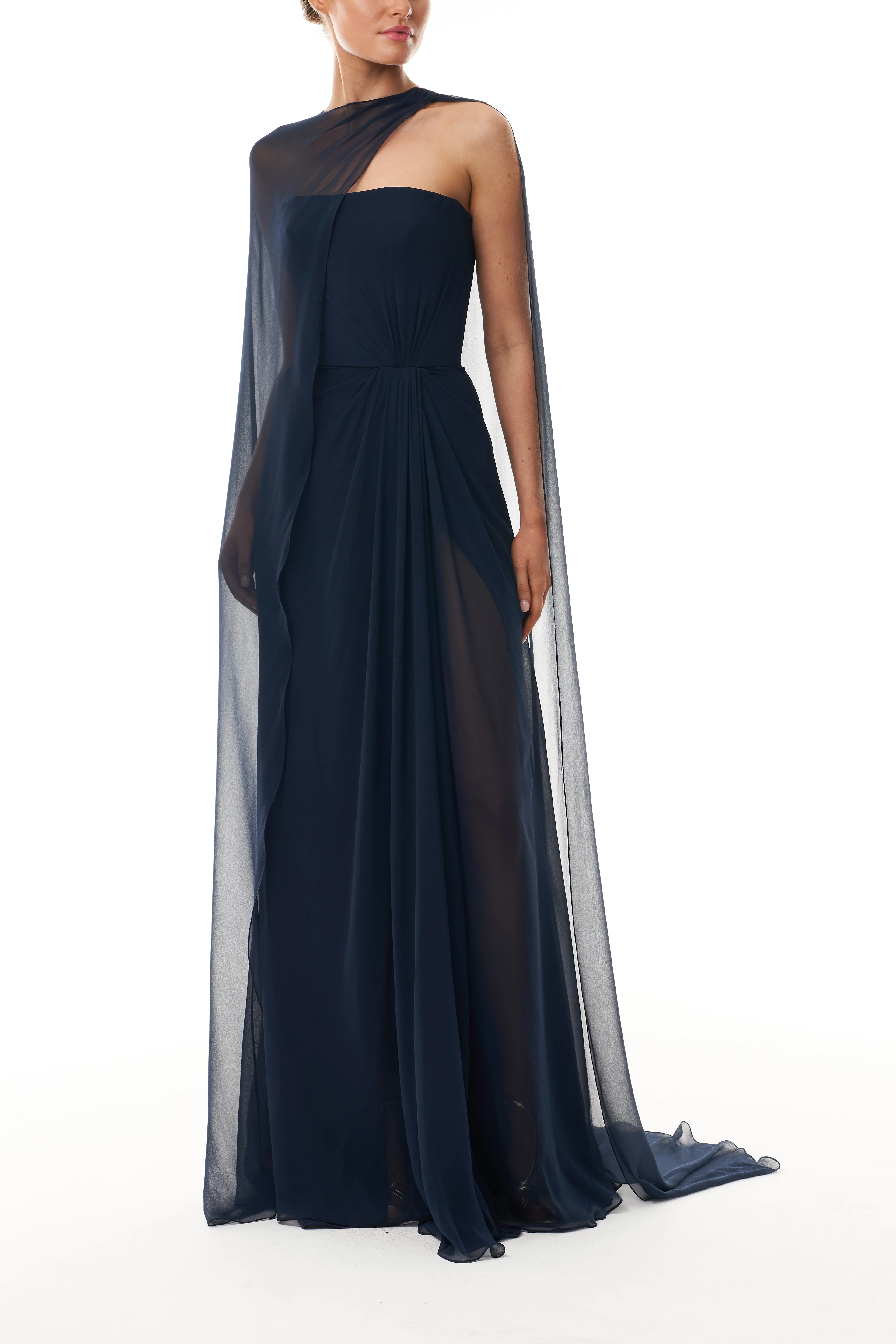 Ocean Chiffon Draped Gown - Image 3