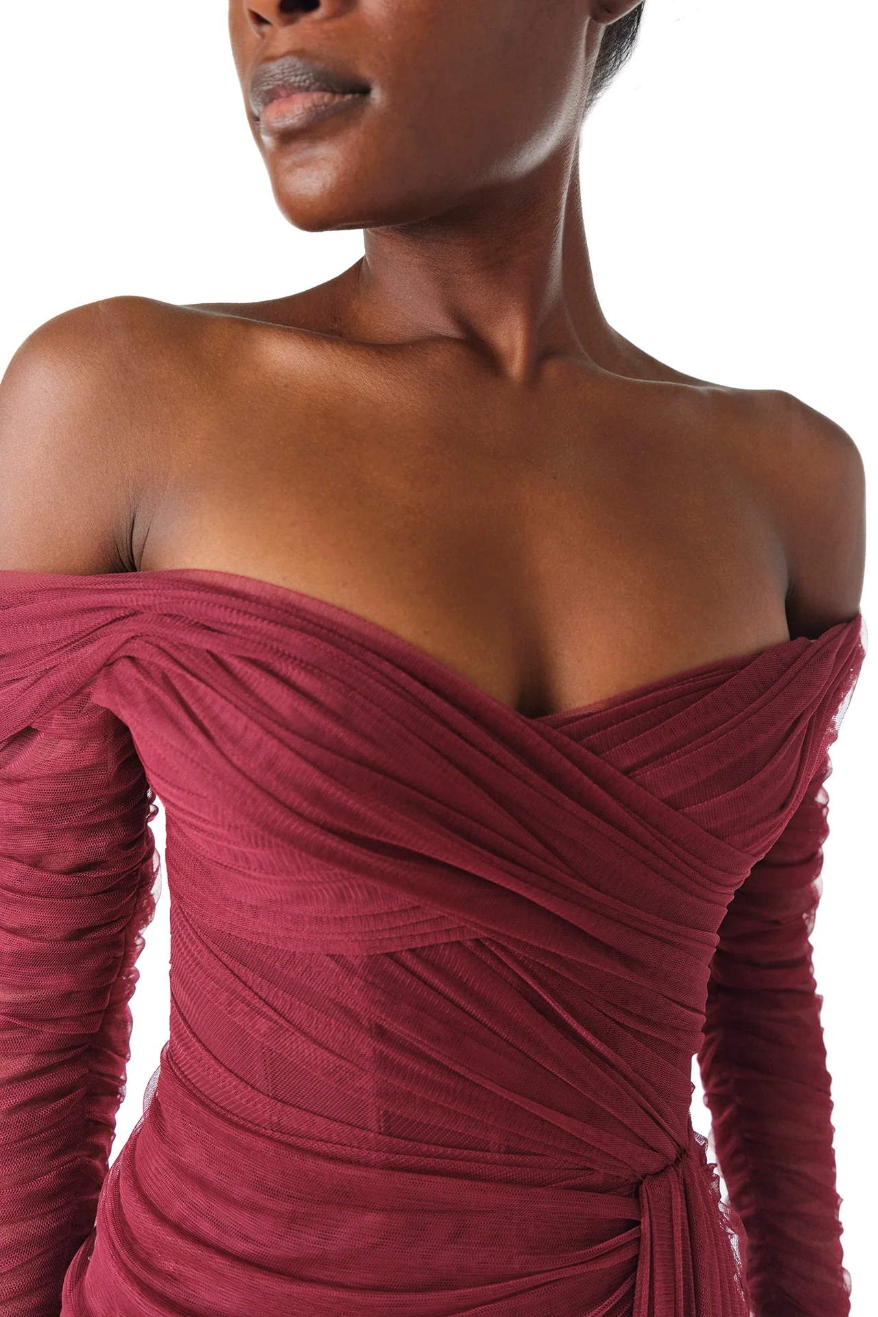 Off The Shoulder Draped Tulle Gown - Image 2