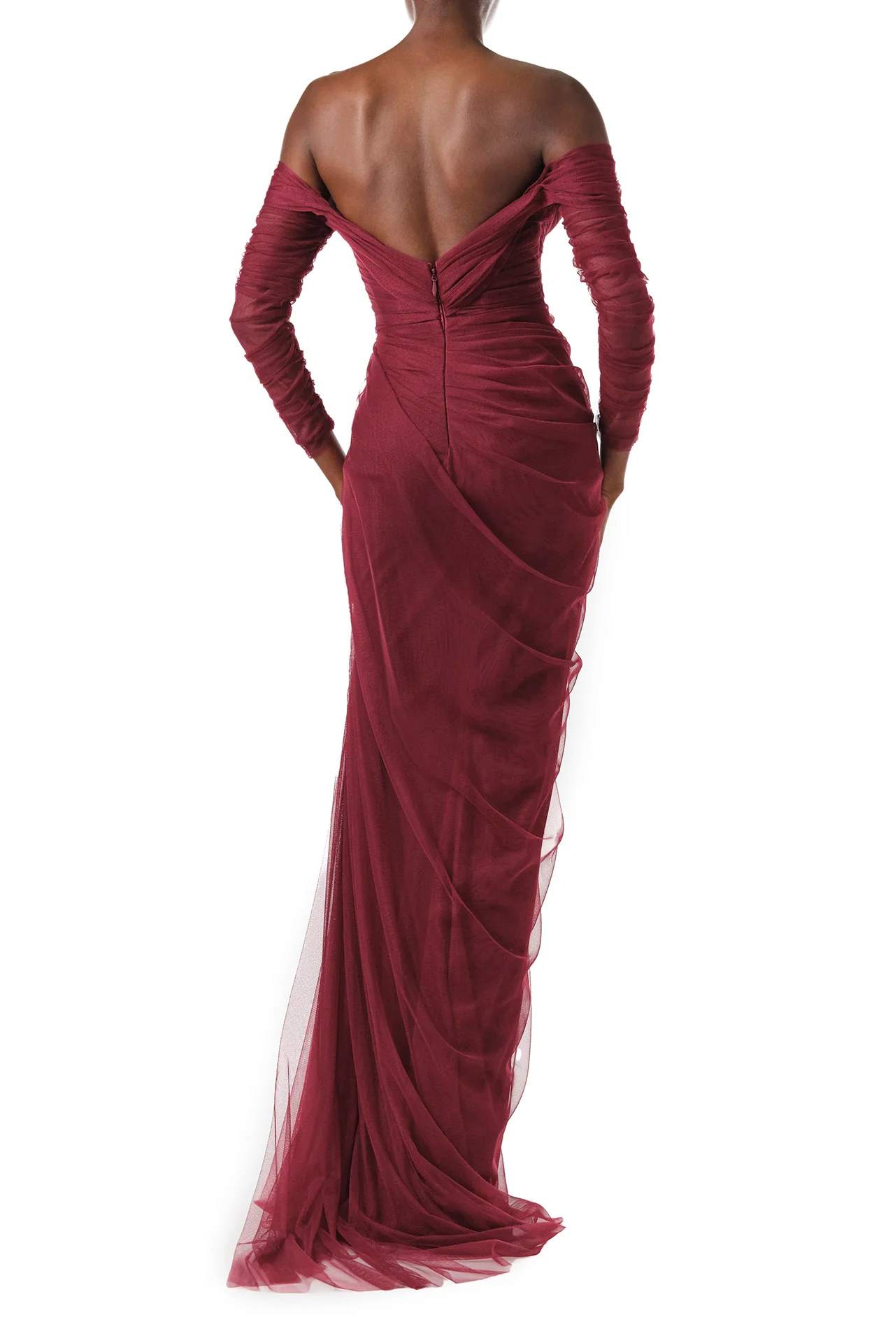 Off The Shoulder Draped Tulle Gown - Image 6