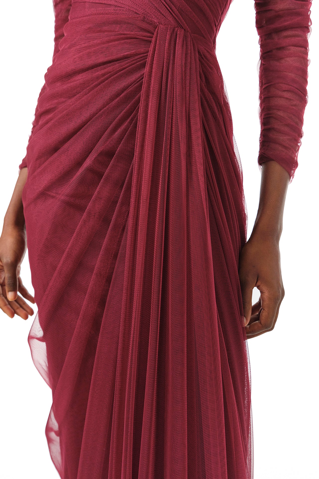Off The Shoulder Draped Tulle Gown - Image 8