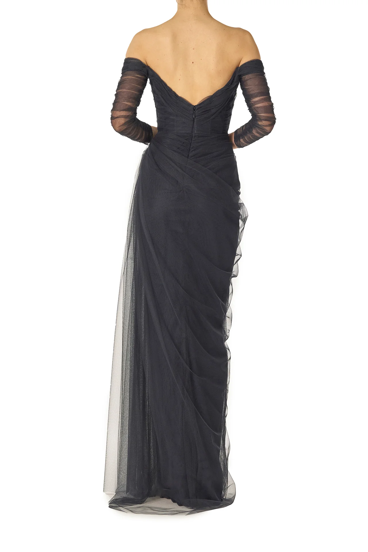 Off The Shoulder Draped Tulle Gown - Image 5