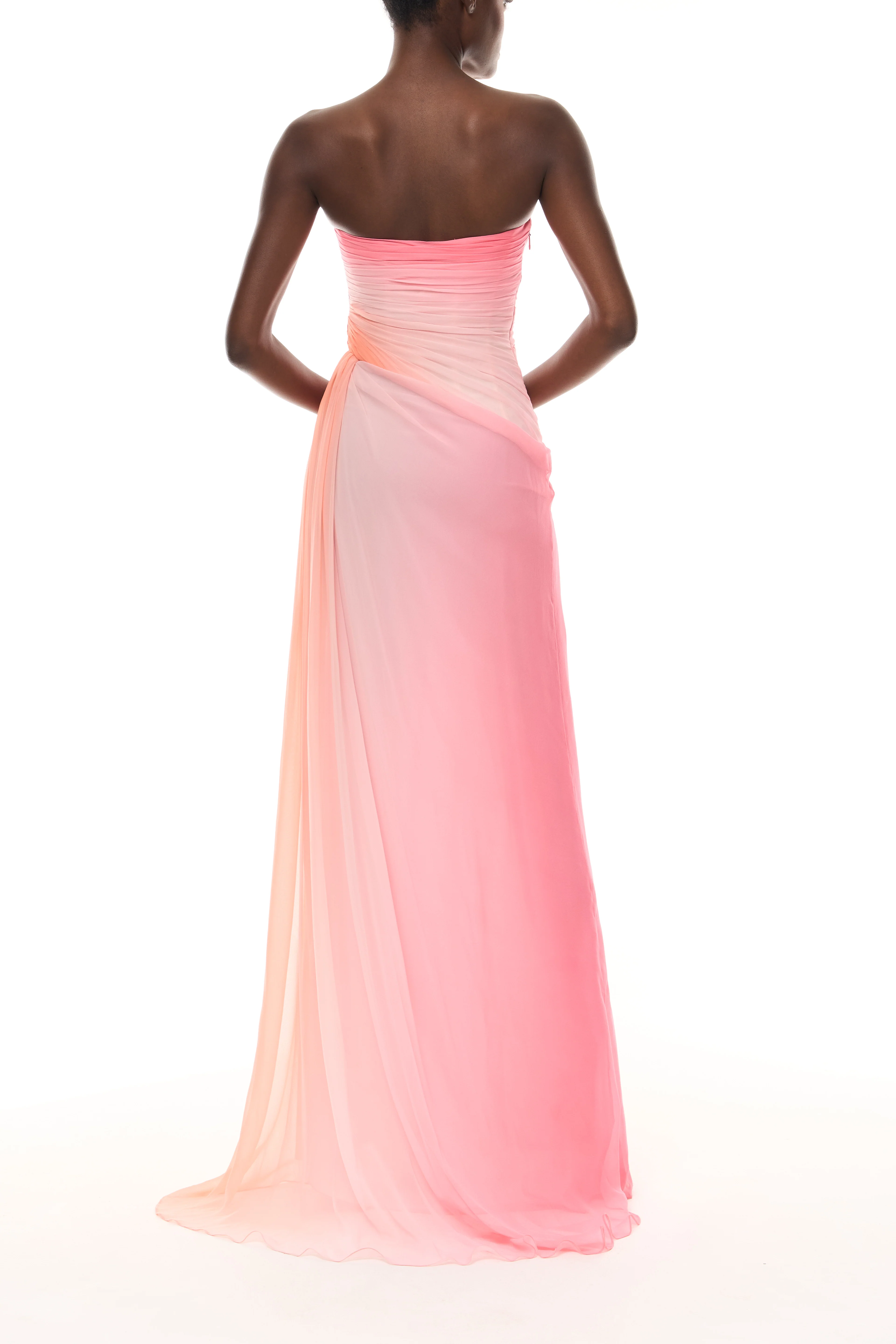 Ombre Chiffon Strapless Gown - Image 5