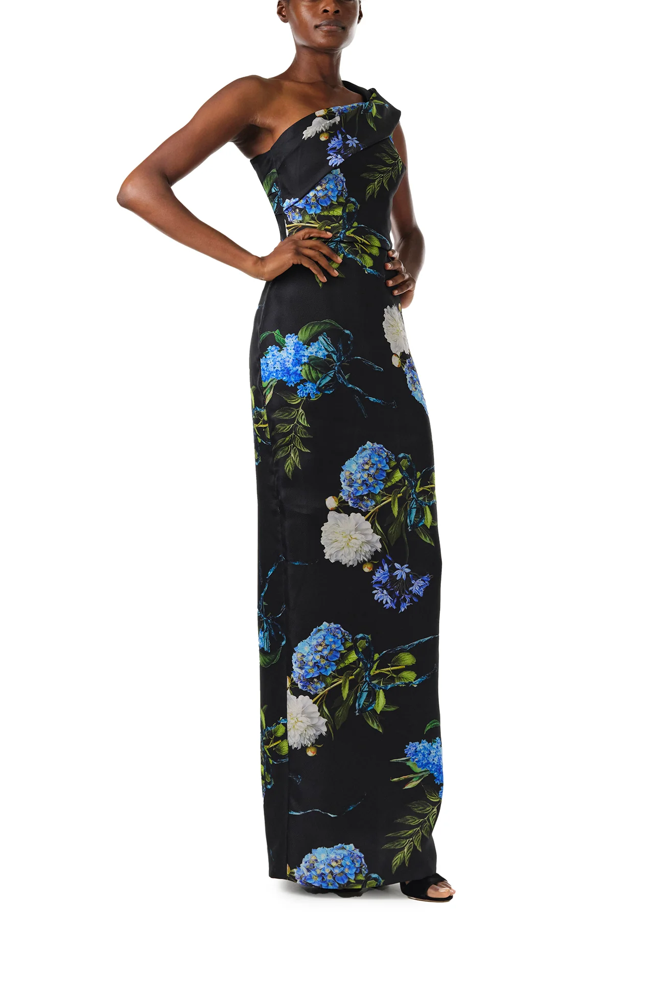 One Shoulder Floral Column Gown - Image 4