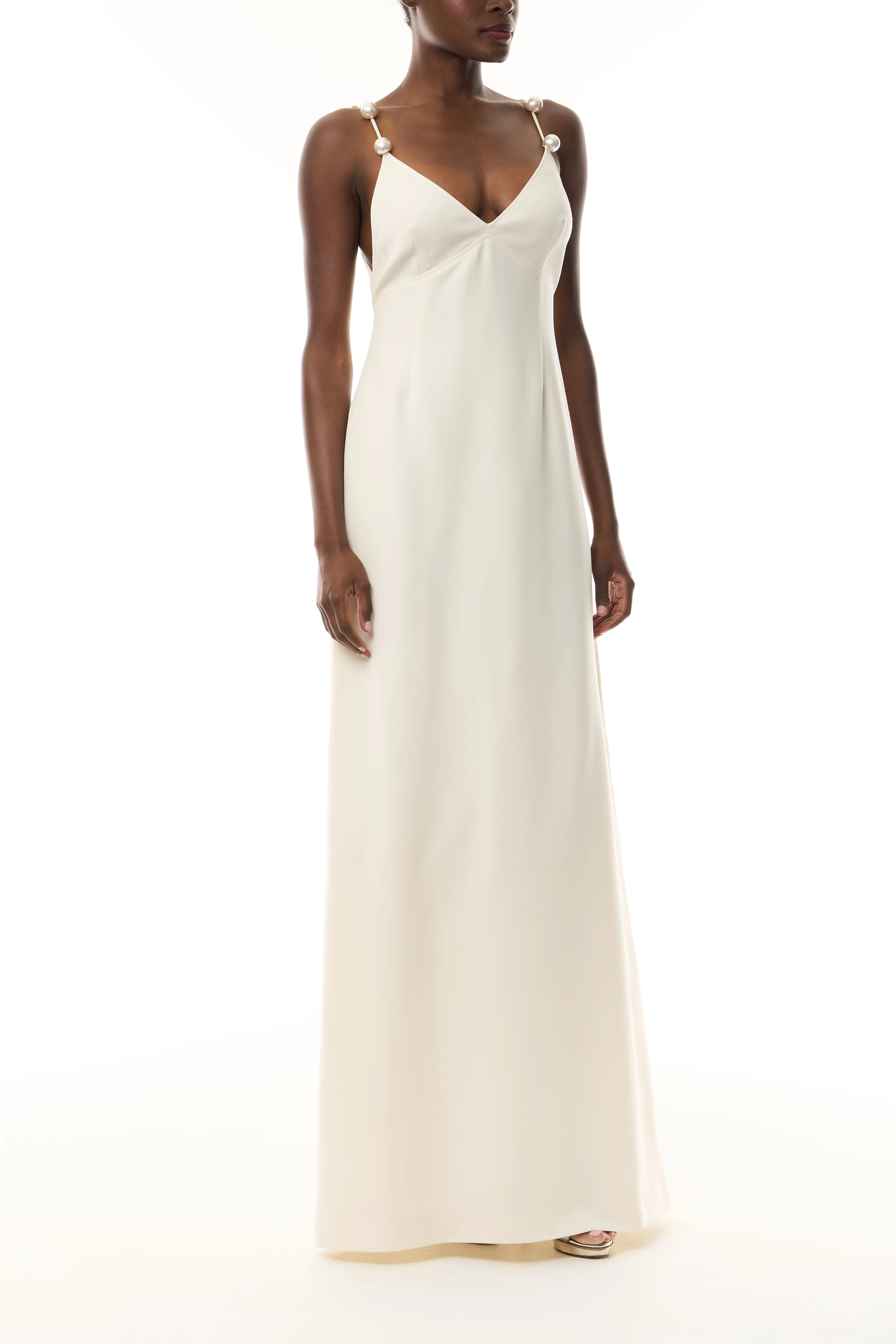 Pearl Strap Ivory A-Line Gown - Image 5