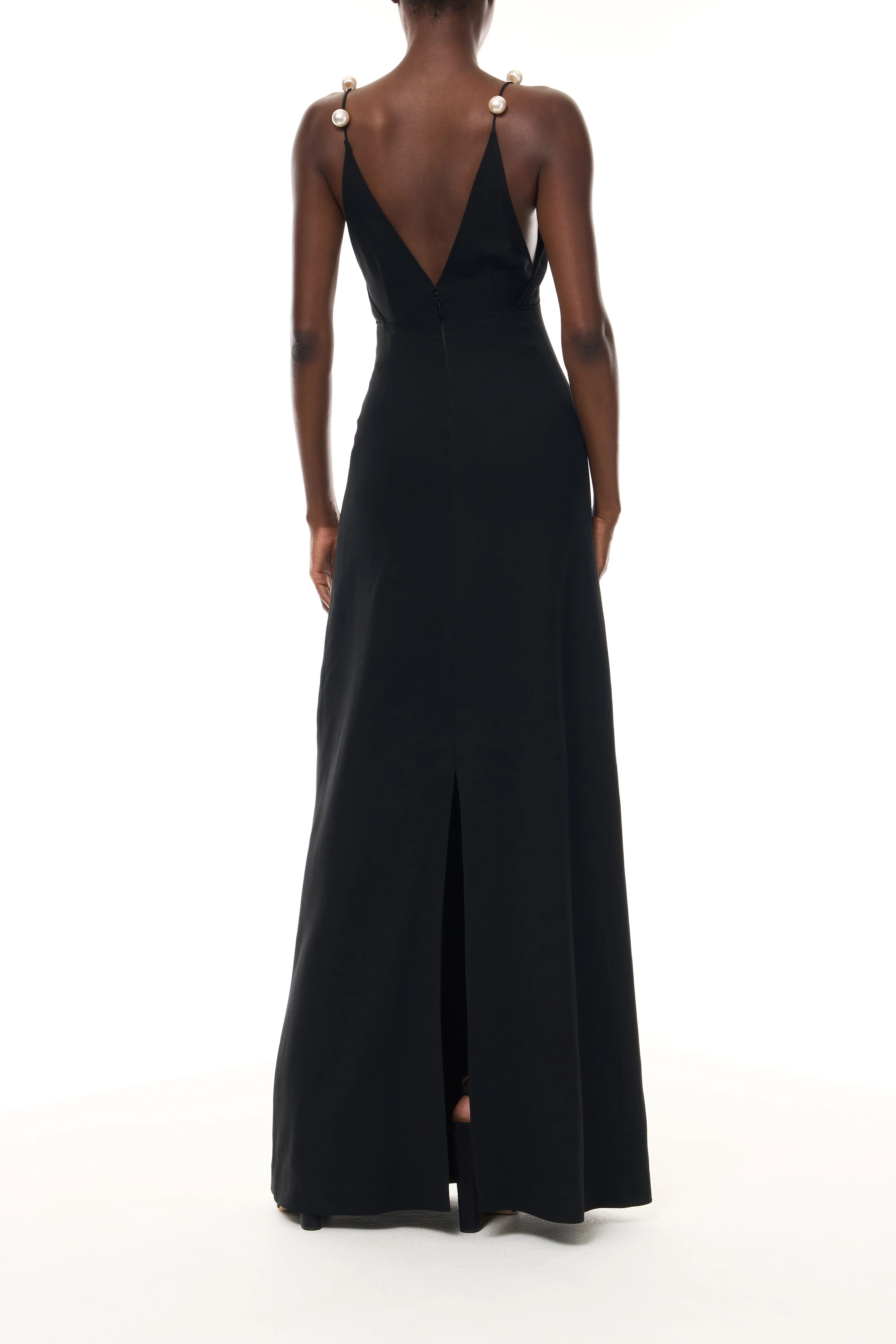 Pearl Strap Noir A-Line Gown - Image 5