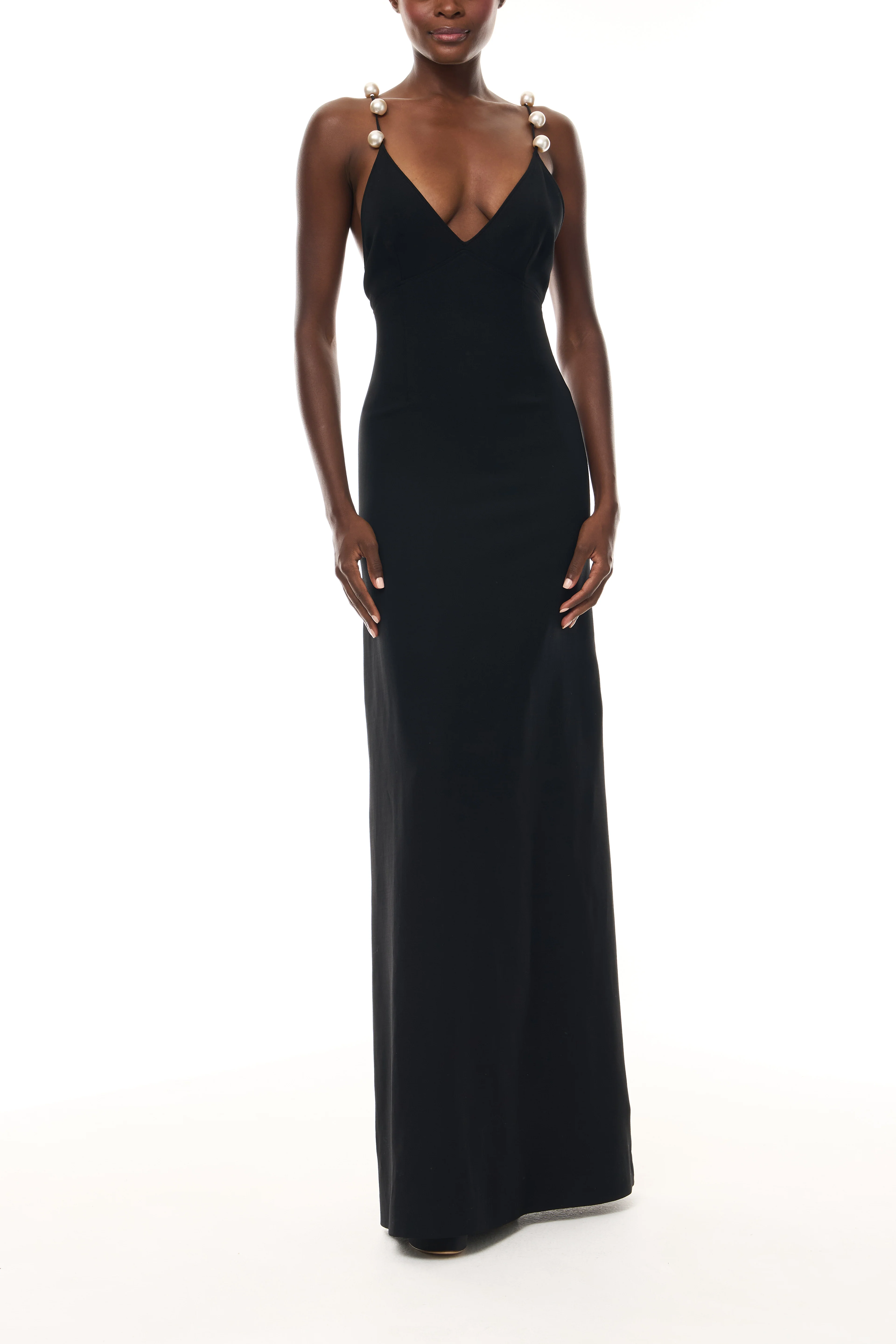 Pearl Strap Noir A-Line Gown - Image 6