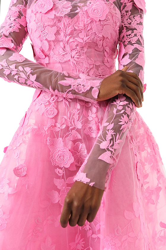 Long Sleeve Pink Lace Jacket - Image 3