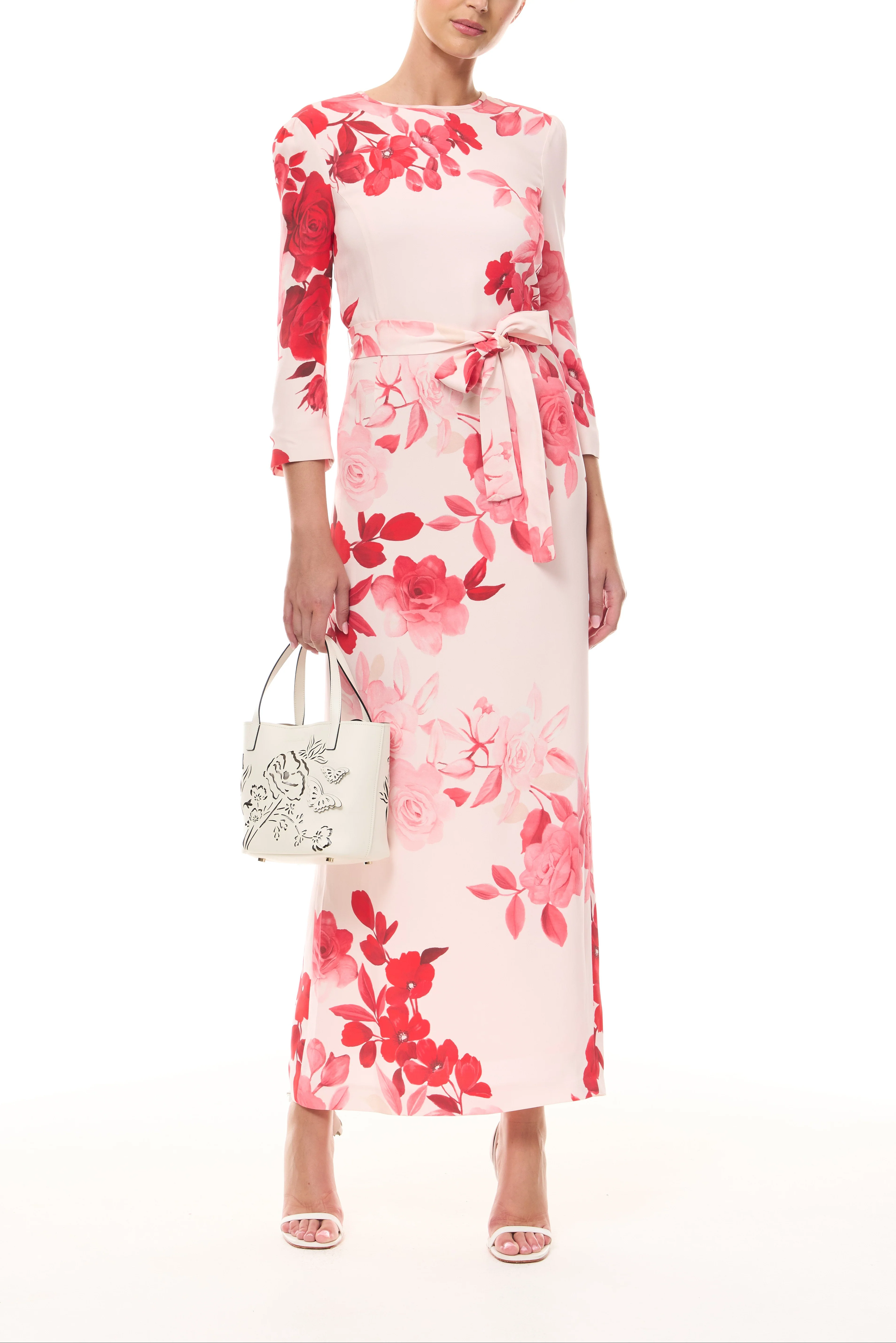 Rose Ombre Sleeved Sheath Dress - Image 4