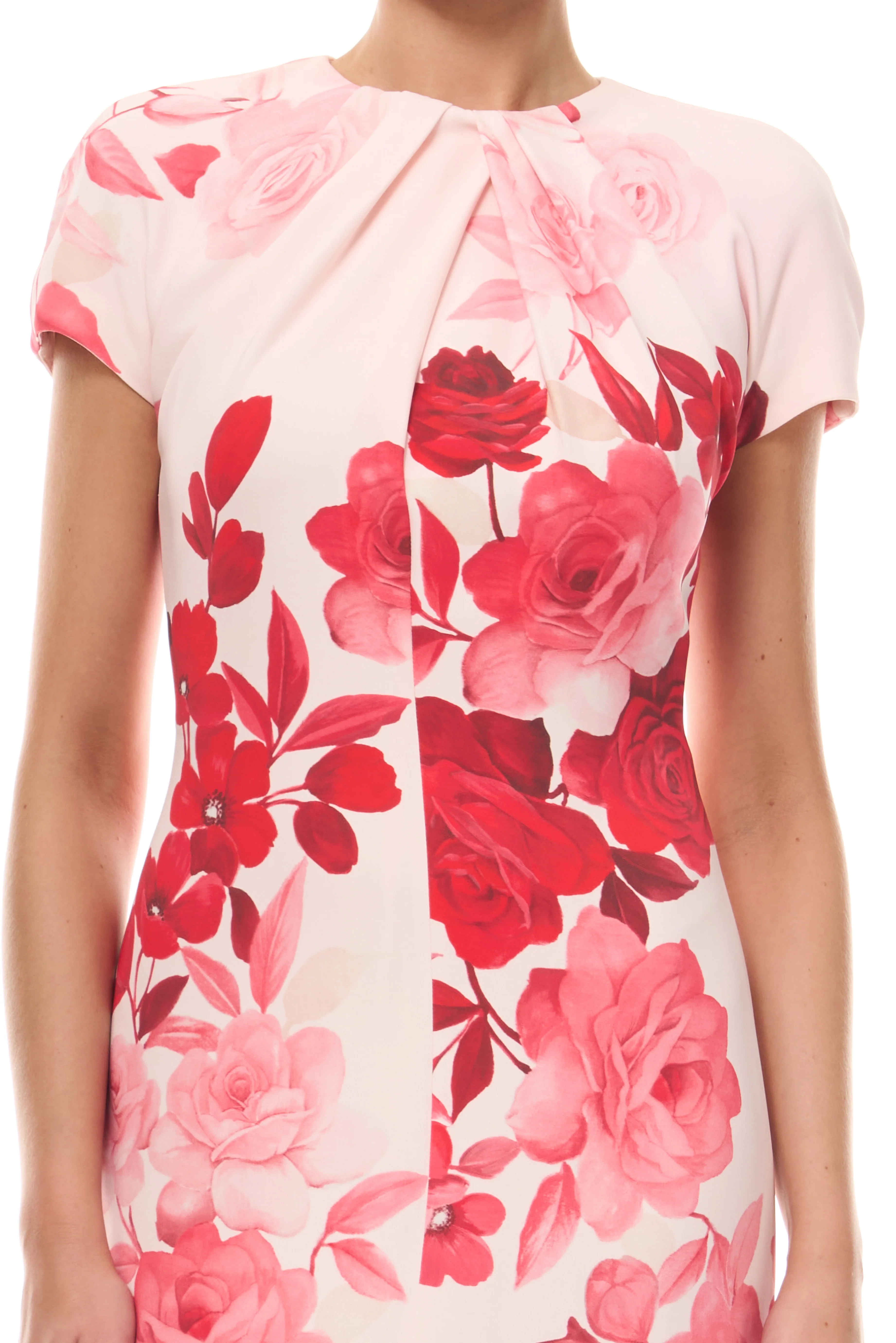 Rose Printed Cap Sleeve Dress - Image 2