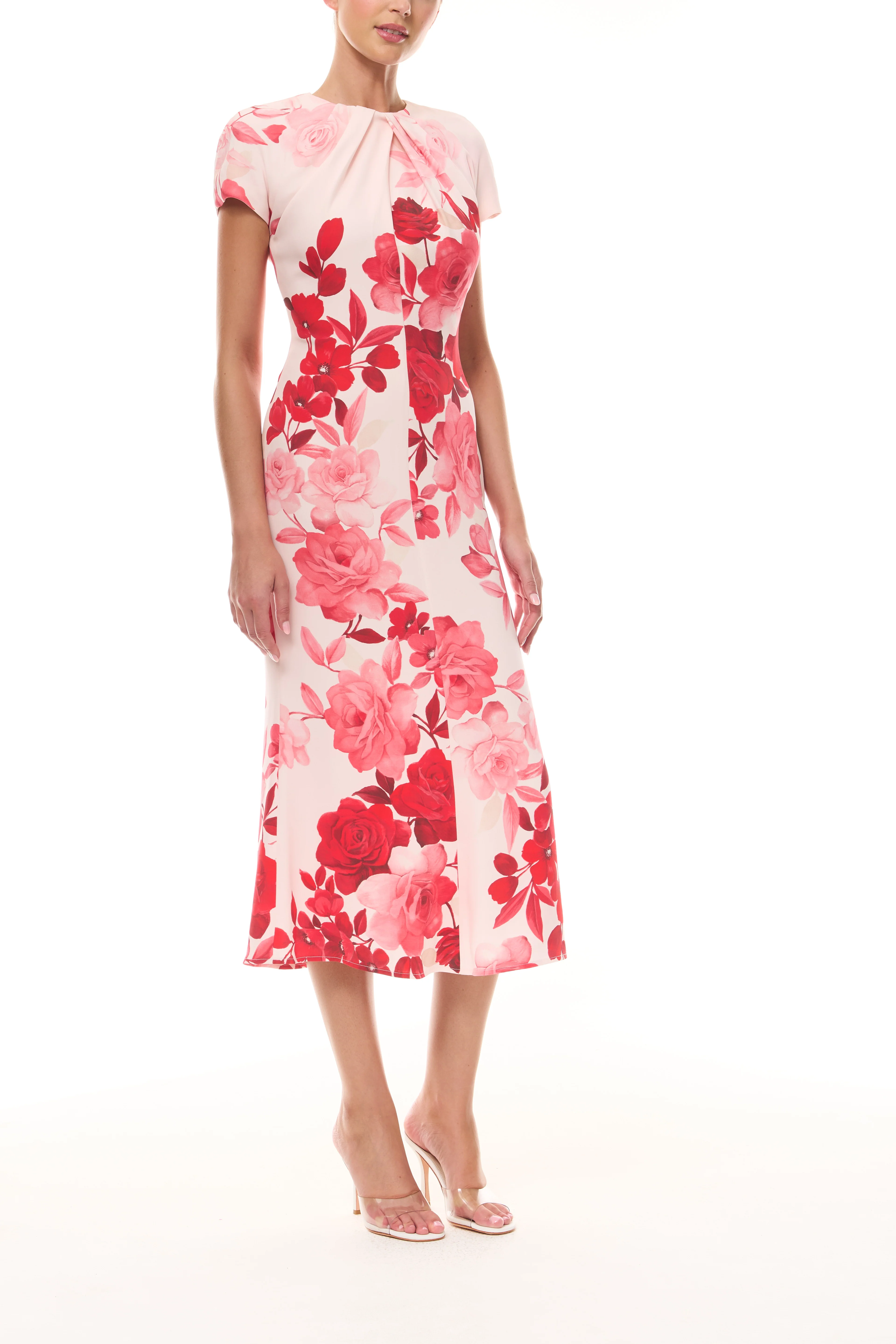 Rose Printed Cap Sleeve Dress - Image 4