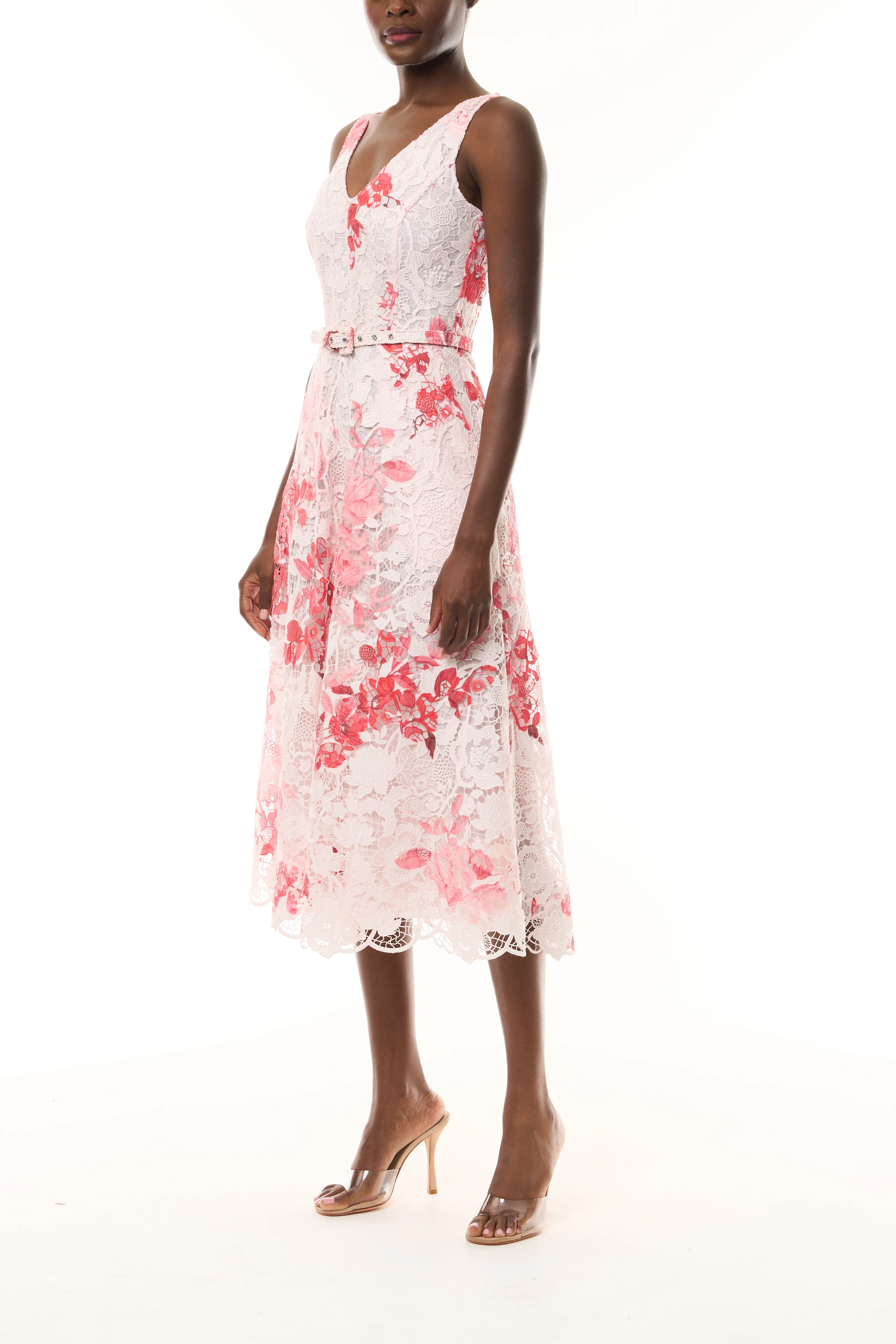 Rose Printed Lace Midi Dress - Image 3