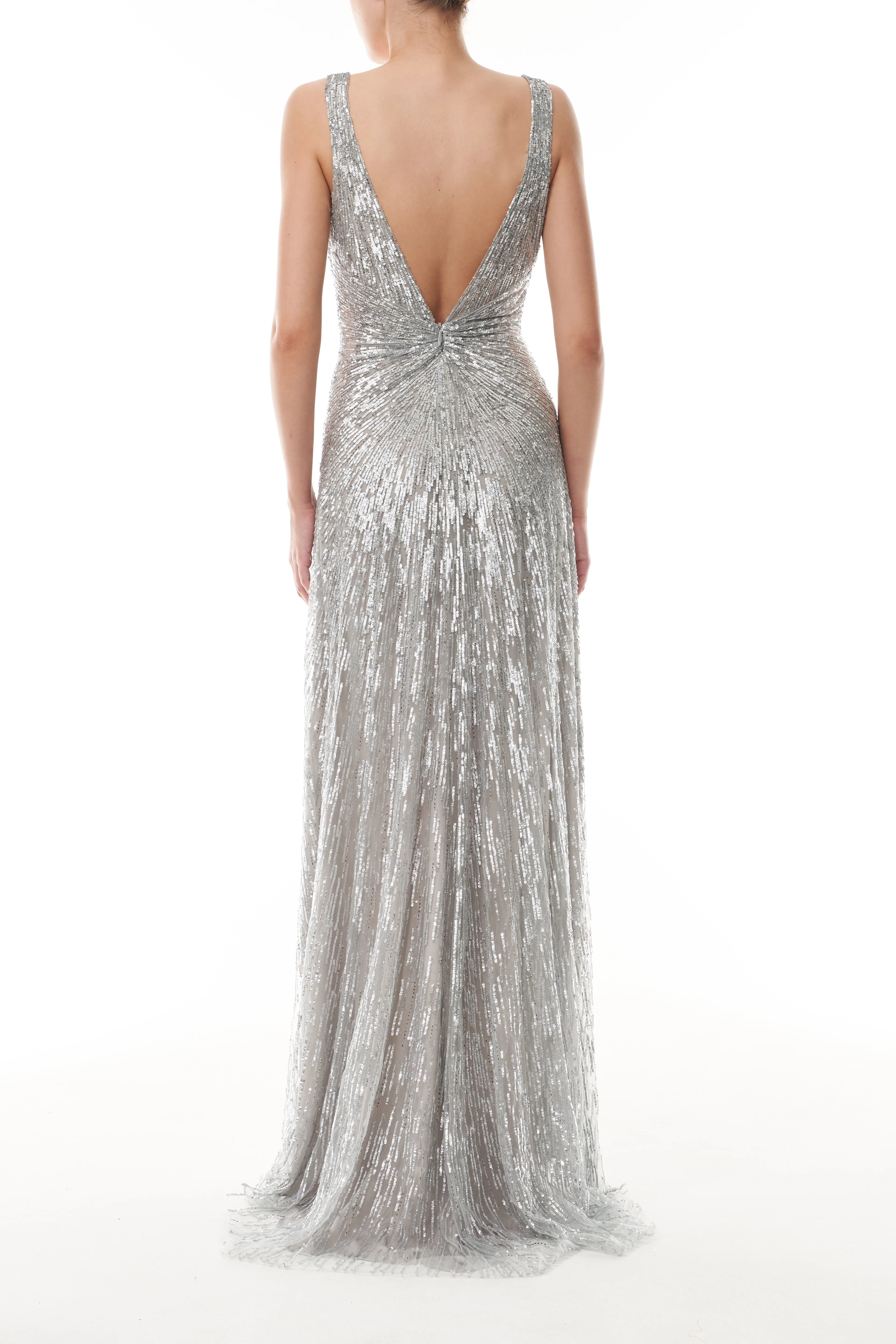 Shimmering Silver Tulle Gown - Image 6